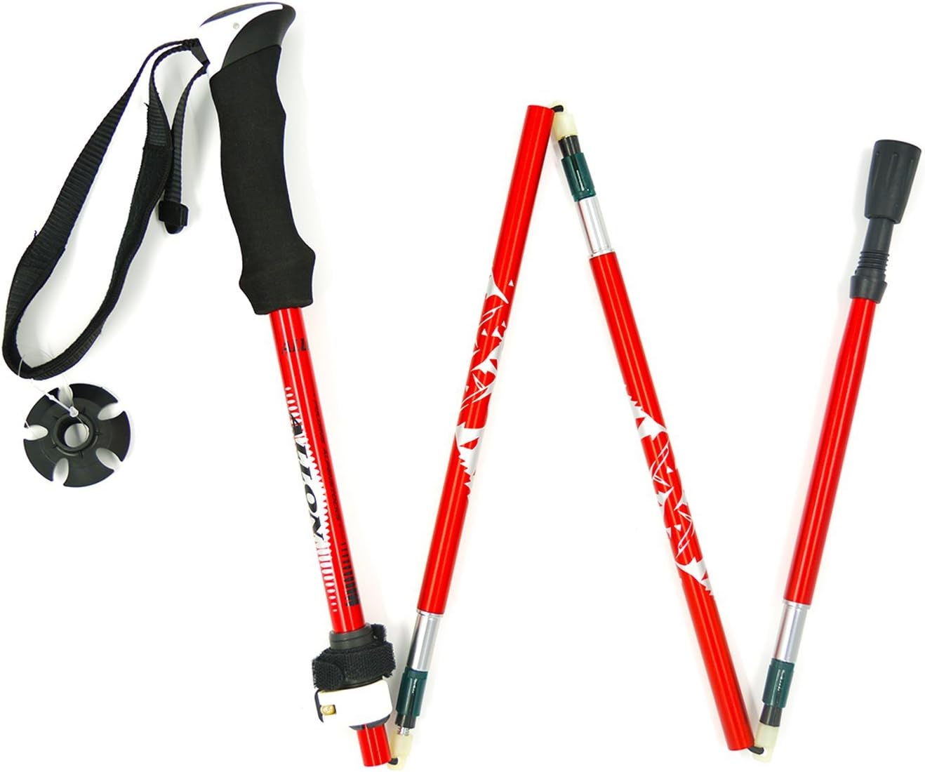 ALLON Collapsible Trekking Pole - Lightweight Folding Hiking Stick Made of Aluminum Alloy with Quick Lock System & Comfort EVA Handle for Mountaineering, Hiking - 1 Pack