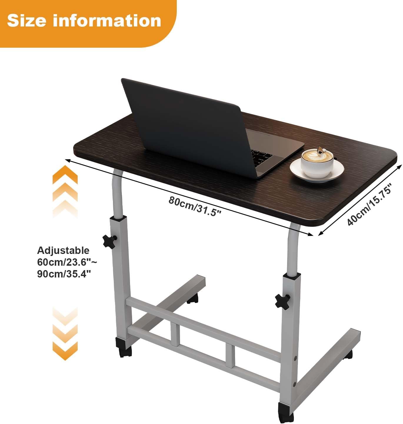 Garvee Standing Desk Adjustable Height, Small Standing Desk with Wheels, Mobile Portable Rolling Laptop PC Table Adjustable Height Computer Workstation for Home Office Study Bedroom Black