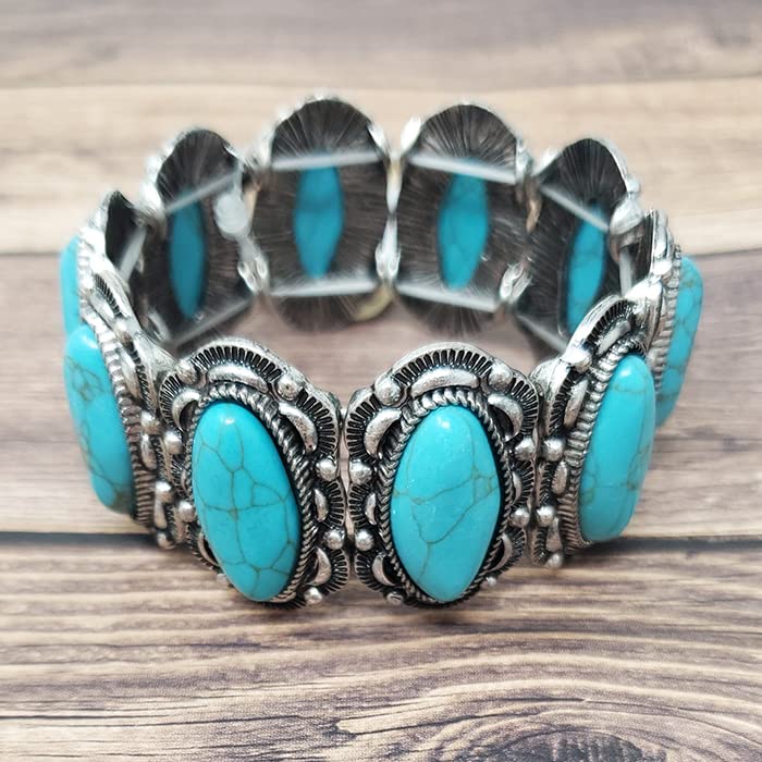 Image of Western Turquoise Double Stretch Bracelet Navajo