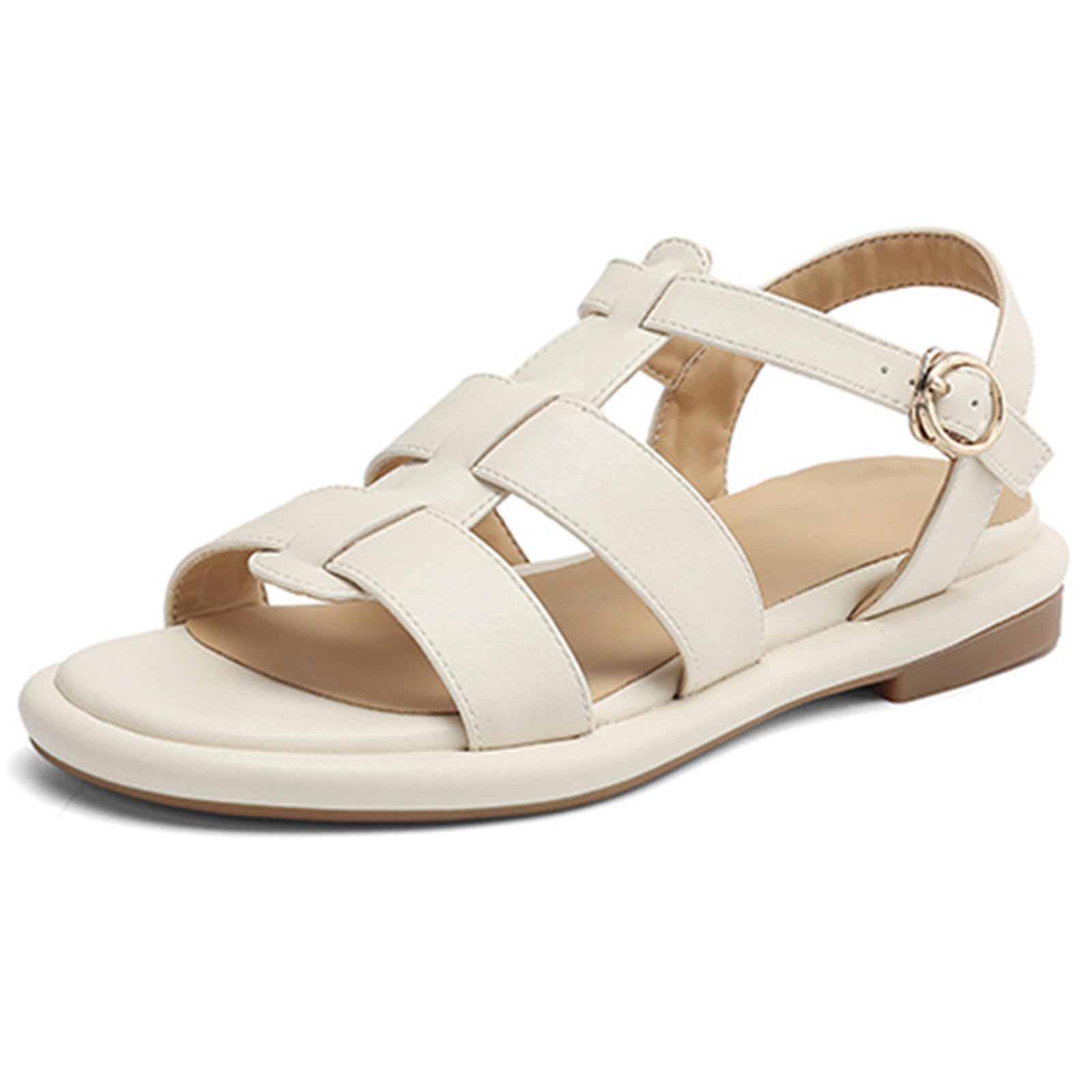 Sandalias Romanas Casuales Mujer Punta Abierta Tiras Cruzadas Sandalias Planas para Ropa De Resort Y Atuendos Diarios Zapatos De Verano Transpirables