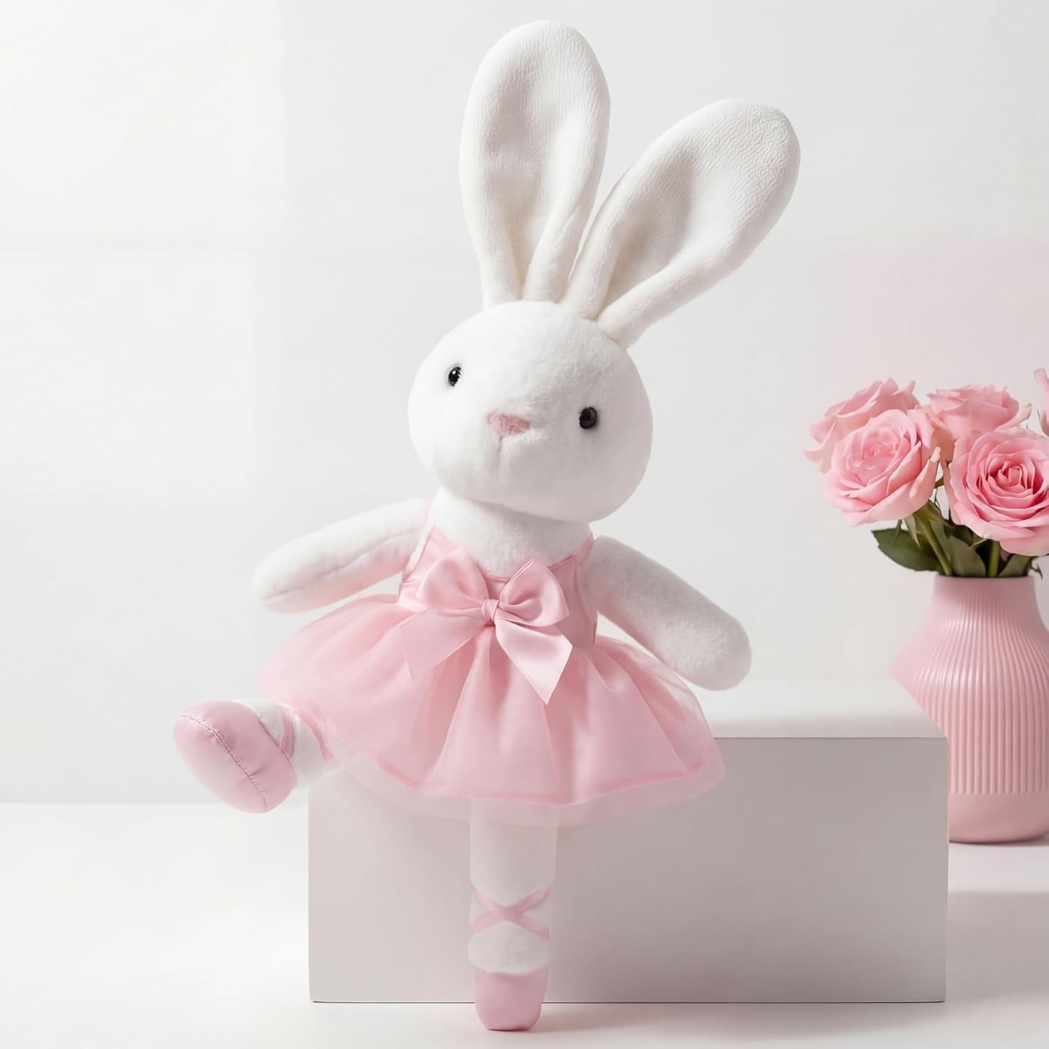 Thenshop 15.8" Pink Ballerina Bunny Doll Gifts Ballet Stuffed Animal Cute Soft Rabbit Plush Doll with Tutu Dress and Ballet Shoes Princess Stuffed Gifts for Dance Recital Birthday Graduations