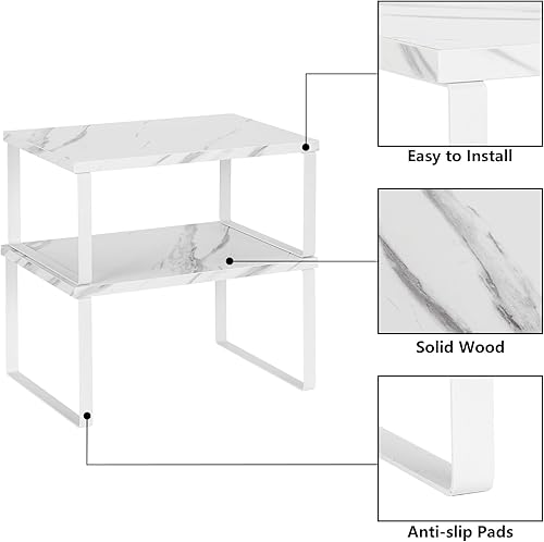 Miniatura 6 de NEX Estante de encimera de cocina, apilable, organizador de estante de gabinete expandible para despensa, juego de 4, color blanco