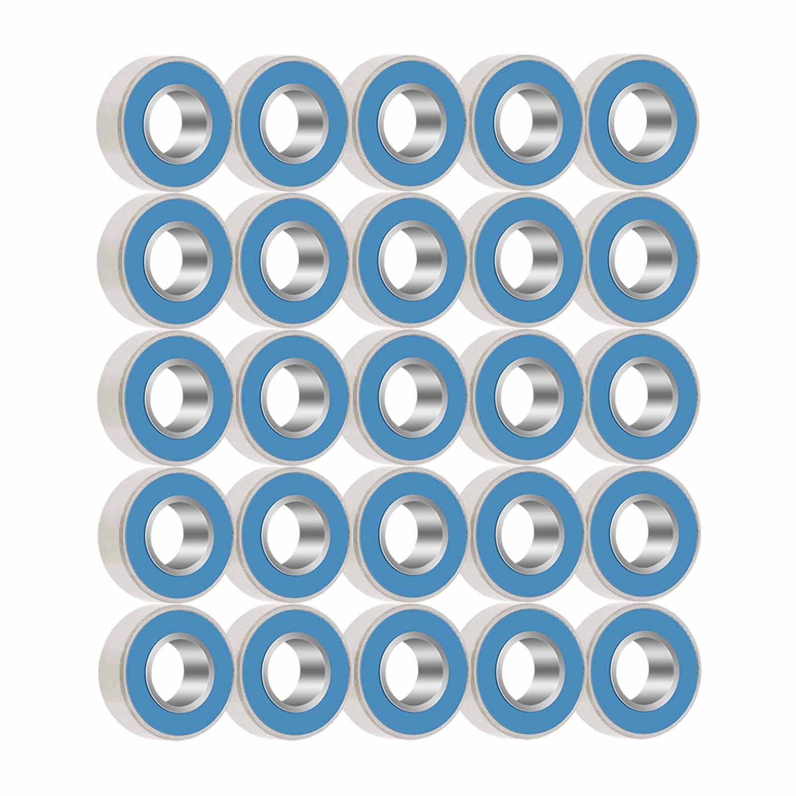 25 sztuk MR115-2RS łożyska kulkowe, 5 x 11 x 4 mm, metalowe łożyska kulkowe, niebieska guma, uszczelnione łożyska kulkowe do silników elektrycznych, deskorolek, sterowców, sterowców, 25 sztuk