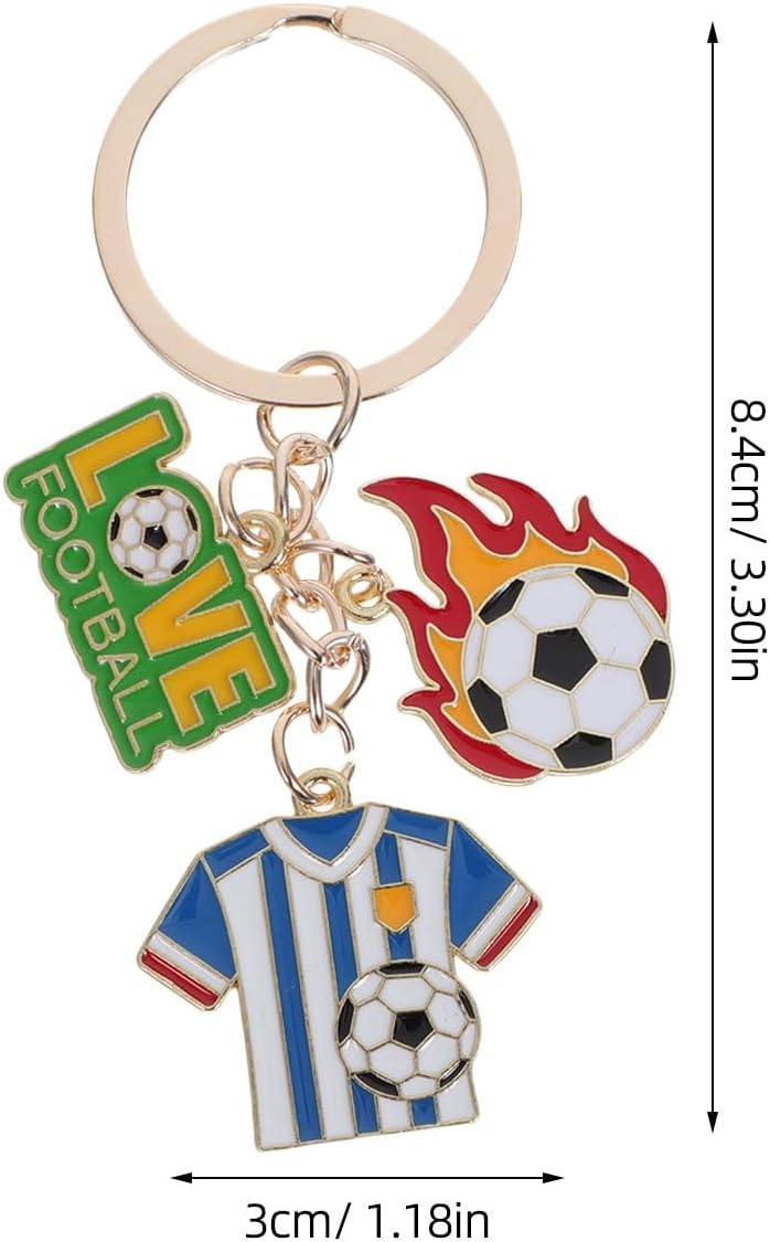 CLISPEED 6pcs Football Keychains, Decorative Soccer Party Favors, Metal Sports Ball Charms for Backpack Accessories, Football Fan, Game Day Birthday Celebration