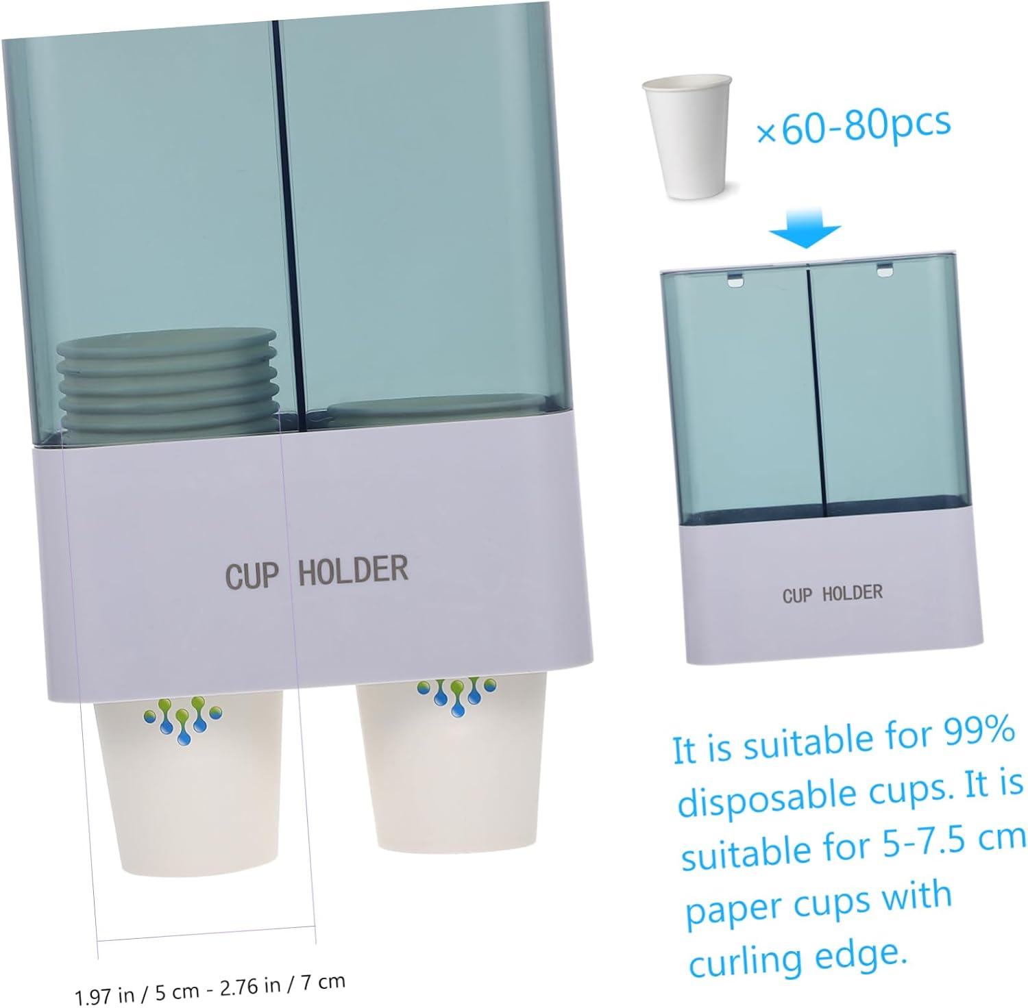 SHOWERORO Cup Dispenser Wall Mount Paper Cup Hanger Easy Install Stickers Long Serving Life Wall-Mounted Storage Box
