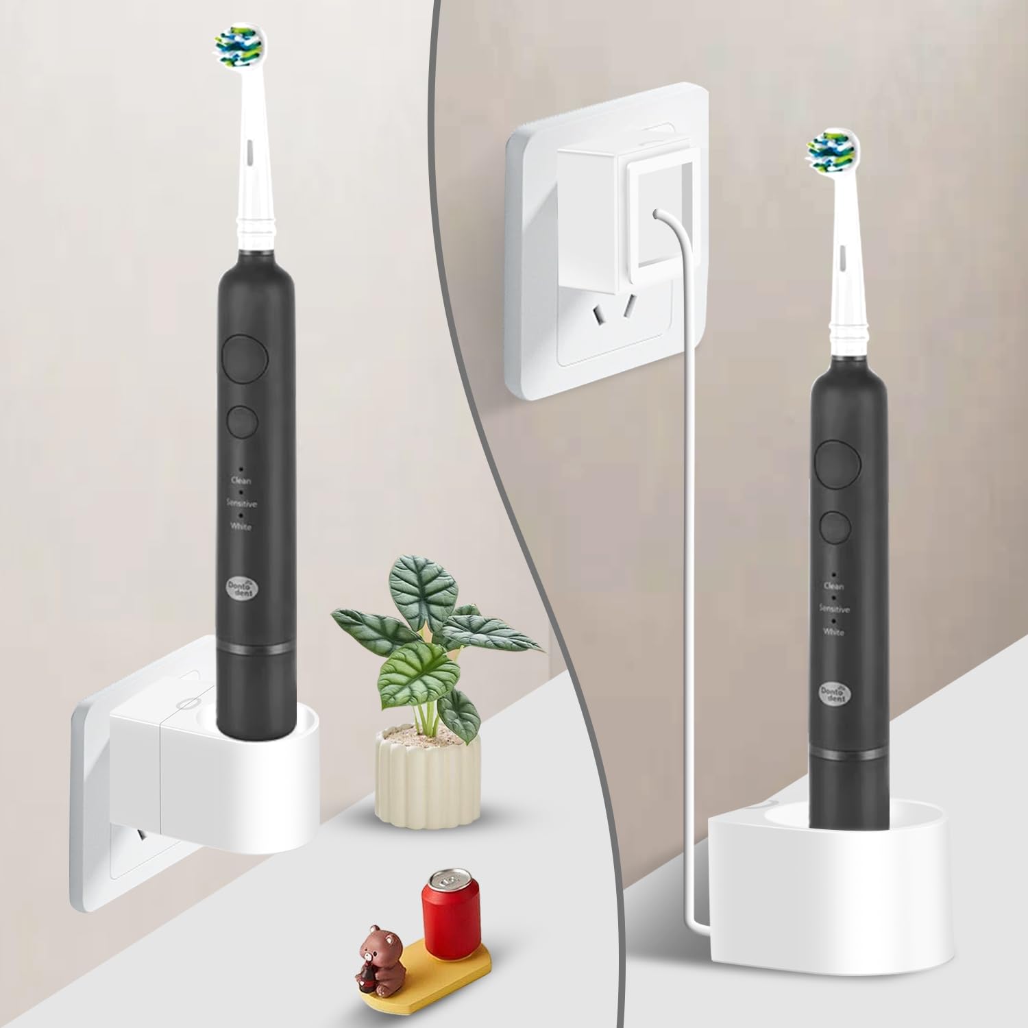 Mural Chargeur Brosse à Dents électrique pour Oral-B/Braun, Chargeur Mural Brosse à Dents électrique pour la Plupart des Oral-B Brosse à Dents Electrique(sauf séries IO7/8/9 et Pulsonic) (Black)