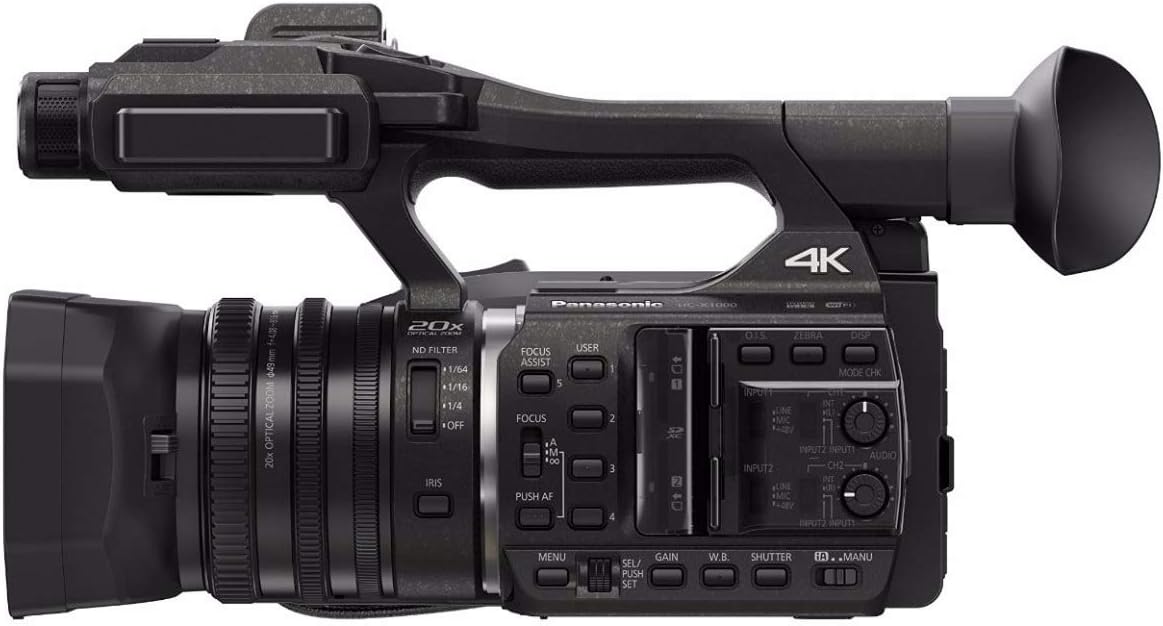 Panasonic HC-X1000 4K Ultra HD 60p/50p Professional Camcorder, 20x Optical Zoom,Black
