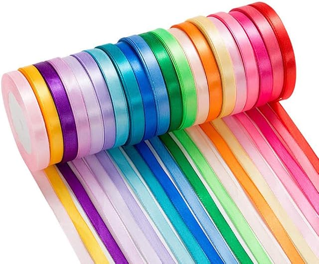 Sunwuun 500 Yards Fabric Ribbon Silk Satin Roll,20 Colors Satin Ribbon Fabric Ribbon(10mm Wide),Use for Gift Package Making Craft Sewing Packaging Ribbon Wedding Hair Ribbon