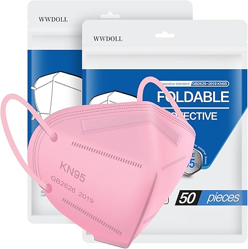 WWDOLL KN95 - Cubrebocas KN95, paquete de 100 unidades, transpirables, desechables, de 5 capas, para protección de adultos, color gris