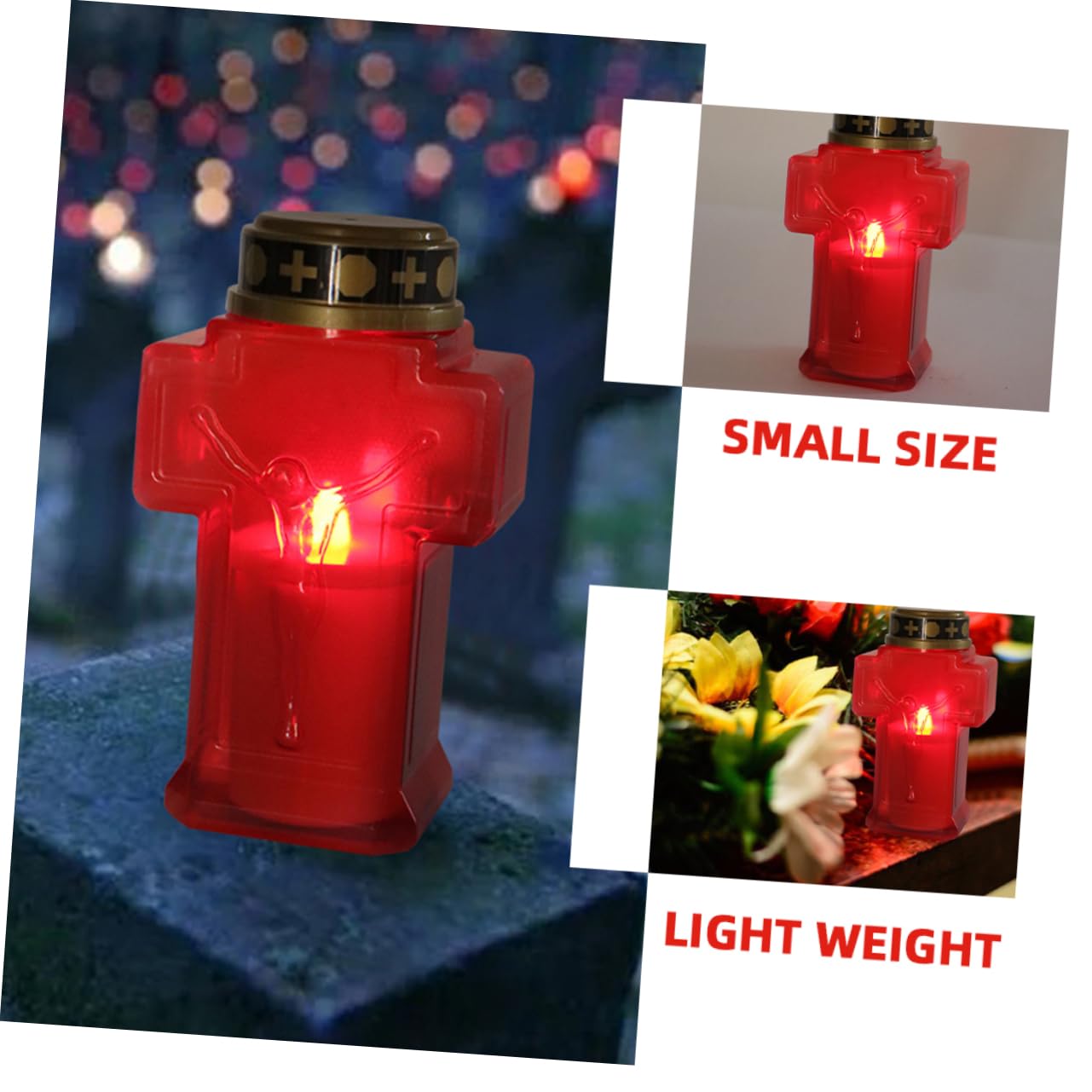 UKCOCO 9stücke Elektrische Grabkerzen Mit Kreuzdesign Flammenlose -lichter Für Friedhöfe Und Gedenkstätten Zur Dekoration Von Gärten Und Kirchen