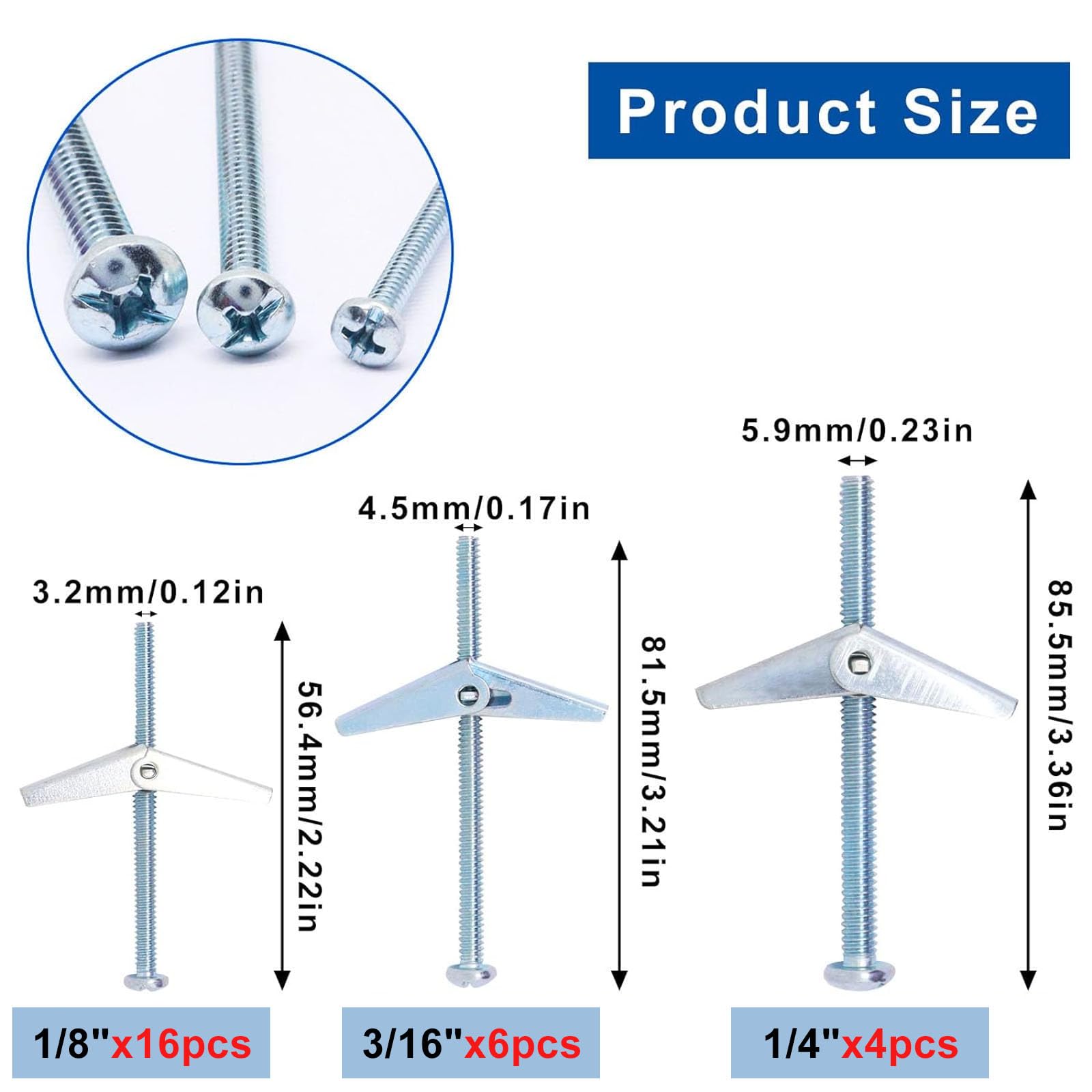 Toggle Bolt Anchor, 3/8-16, PK10