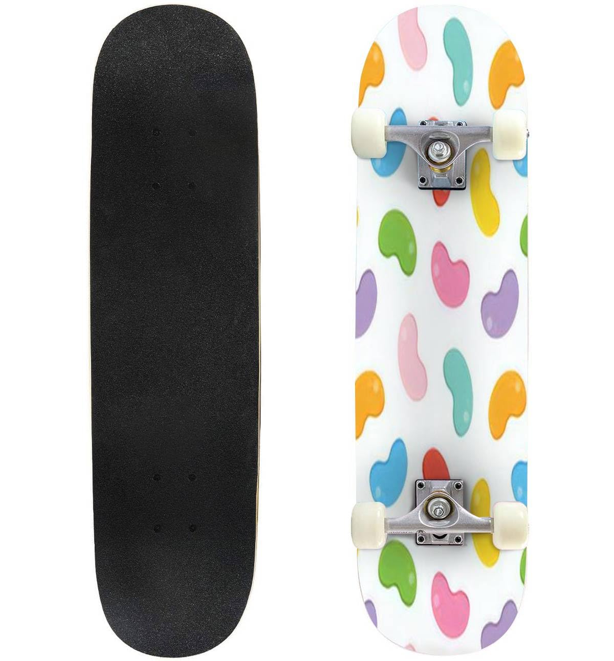 Cake Seamless Skateboards for Beginners 31"x8" Maple Double Kick Concave Boards Complete Skateboards Outdoor for Adults Youths Kids Teens Gifts