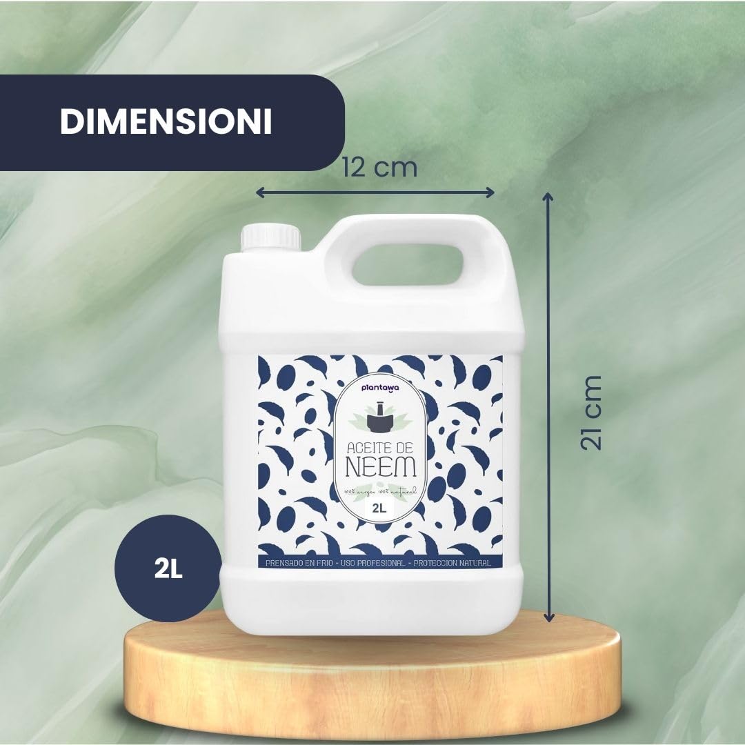 PLANTAWA Olio di Neem 2L | Massima Concentrazione | Spremuto a Freddo, Naturale e Non Raffinato | Alta Qualità ed Efficienza | Materia Prima Multiuso per Interni ed Esterni | Facile Applicazione