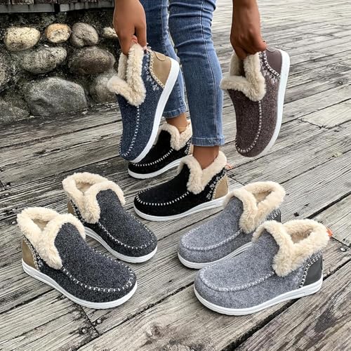 2025 Women's Winter Plush Lined Snow Boots,Flat Shoes Comfy Orthopedic Arch Support Outdoor Walking Booties Classic Non-Slip Ankle Shoes2