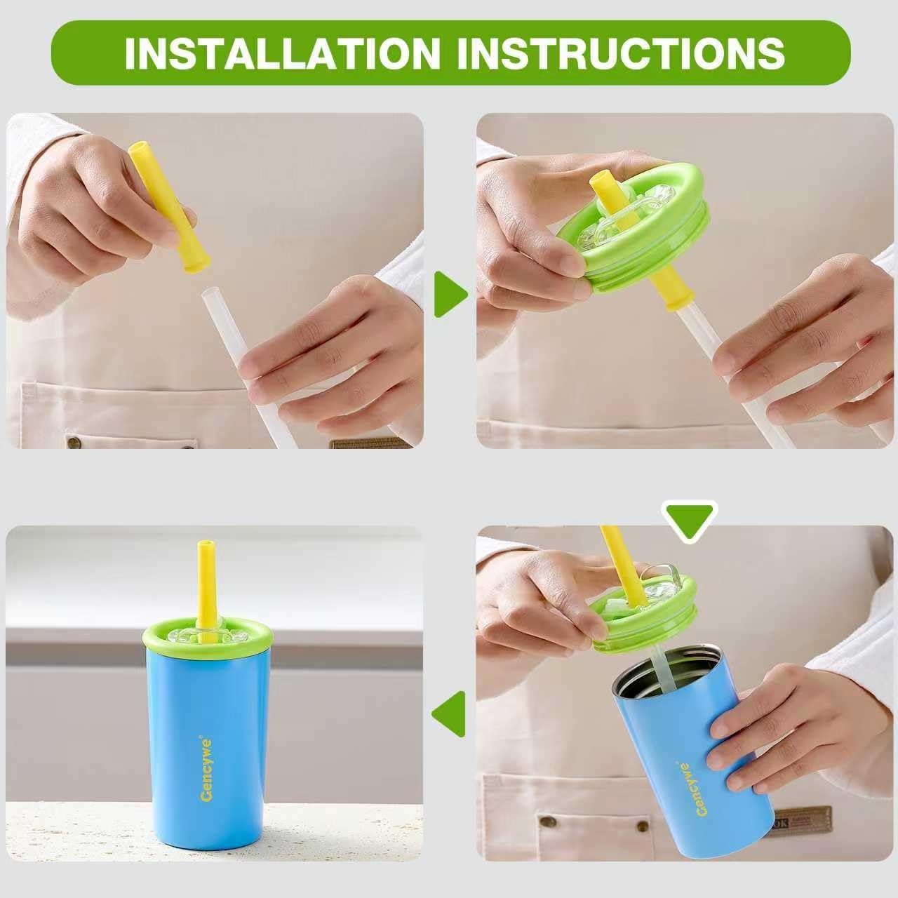 2 PACK Kids Double Walled Stainless Steel Cups with Straws and lids | 12 oz Spill-Proof Sippy Smoothie Tumbler Set, Small Kids Snack & Drink Water Cups, BPA-Free (Age: 3+ years old & up) - Image 8