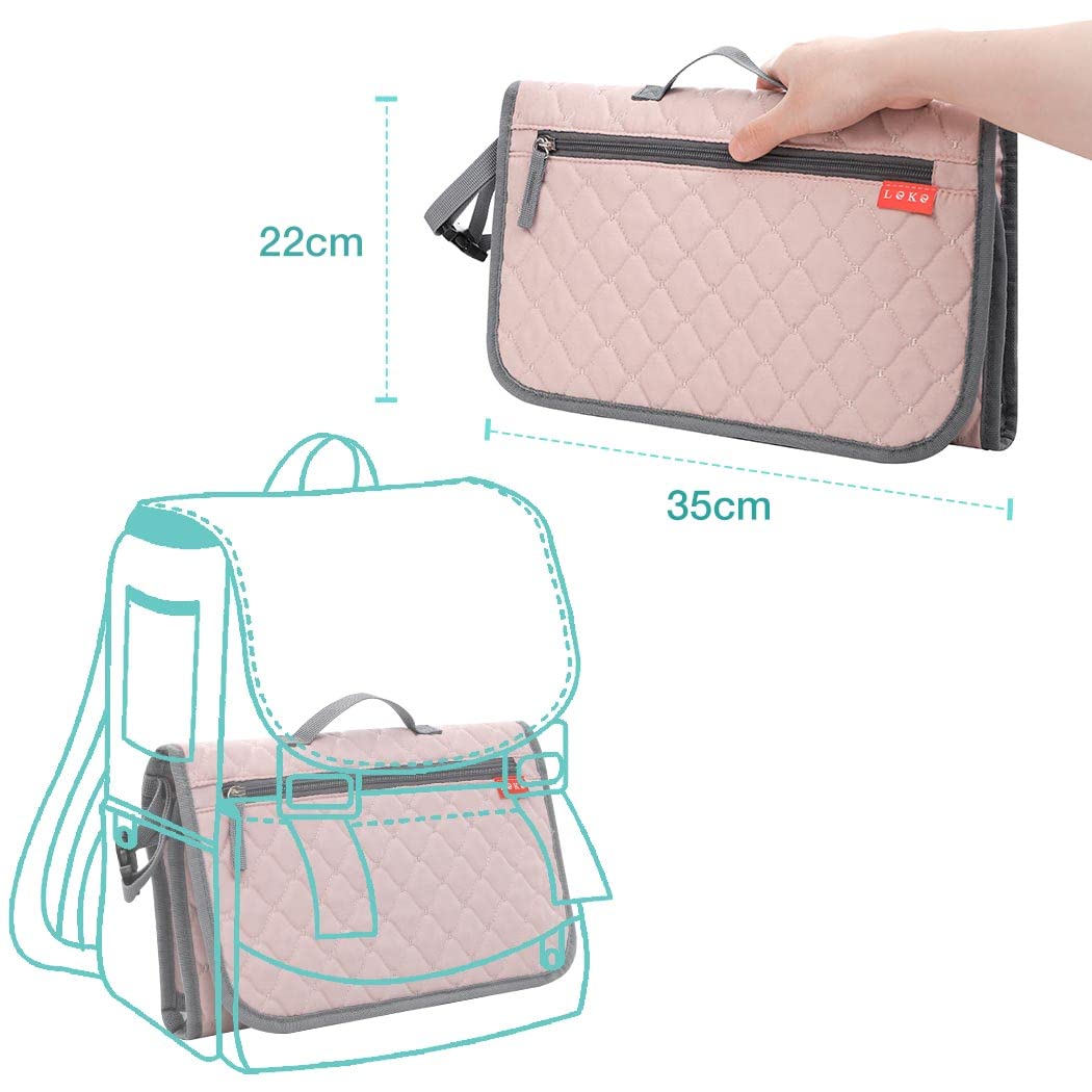 Lekebaby Pieghevole Fasciatoio da Viaggio Neonato Portatile con 3 Scomparti Borsa Pannolini Impermeabile Distributore Stoffe