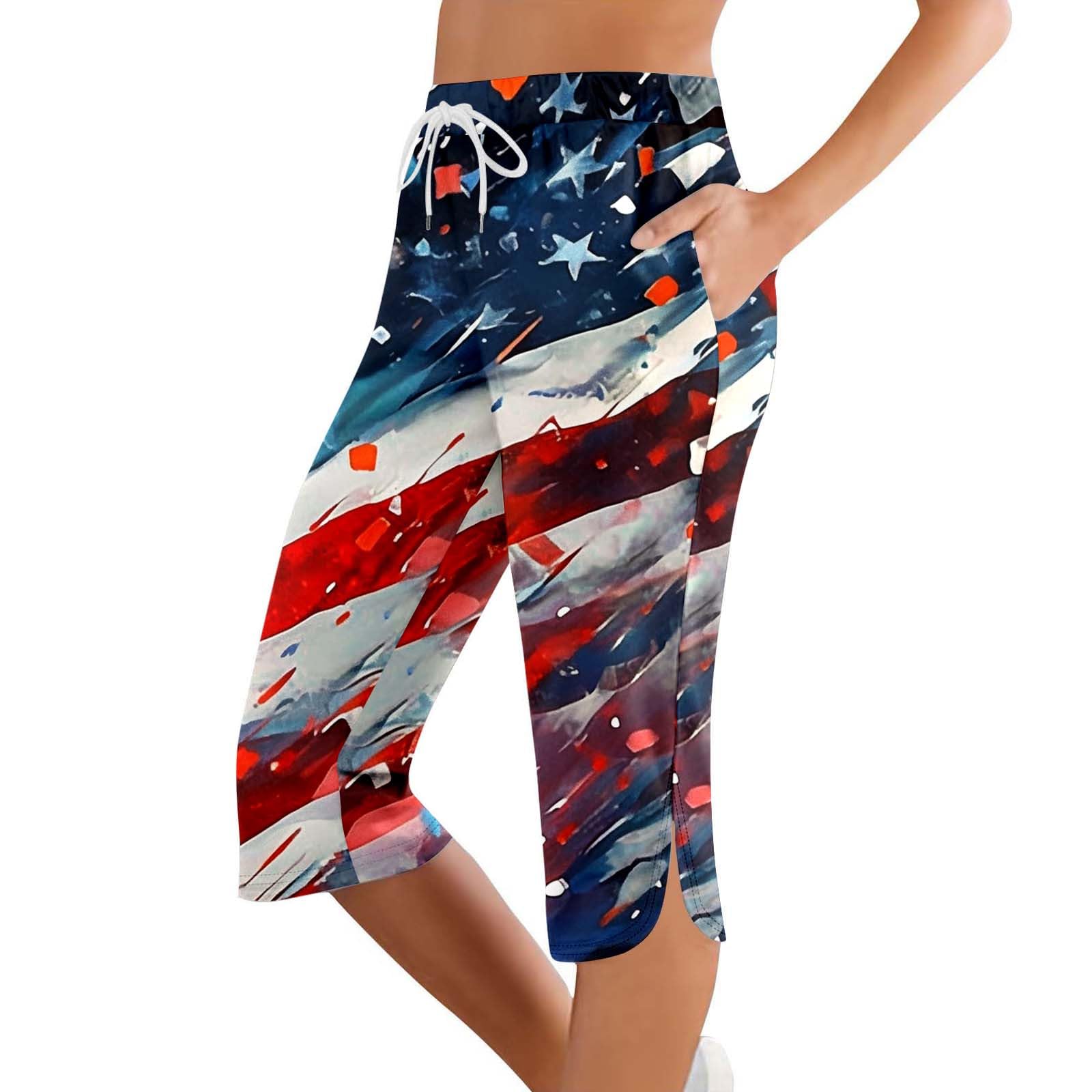 Capri Leggings for Women High Waisted Capri Pants Stretchy Capris Cutout Yoga Pants Cropped Pants (Dark Blue-13, M)