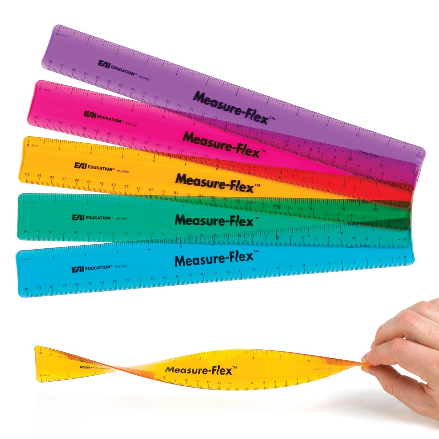 EAI Education 12" Measure-Flex Ruler: Assorted Colors - Set of 10