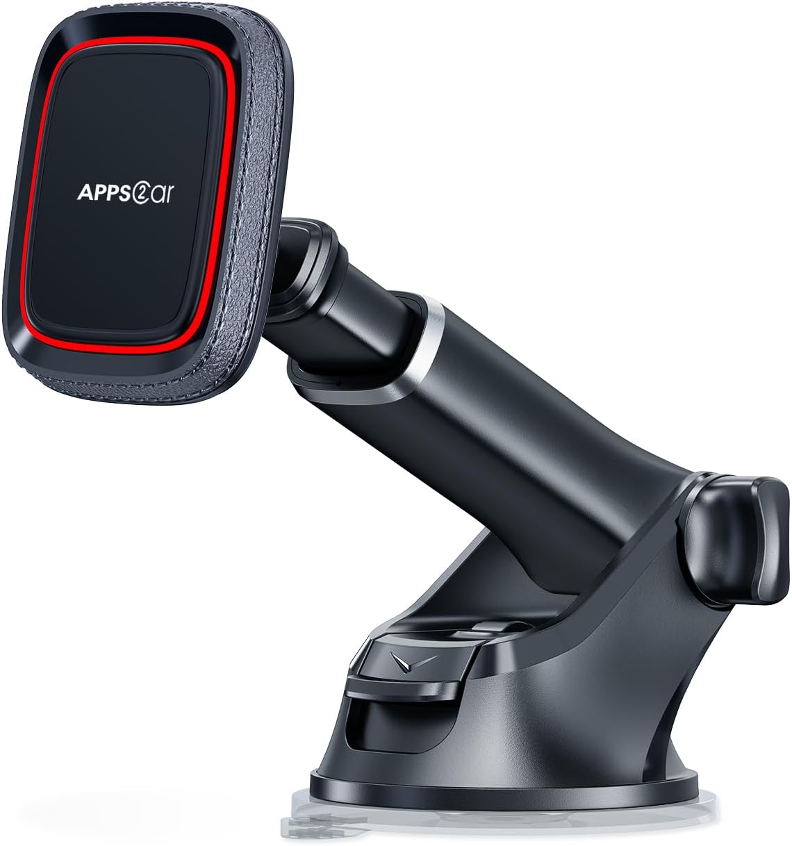 APPS2Car Magnetic Phone Mount for Car, Dashboard & Windshield Suction Cup Holder with Telescopic Arm, Requires Metal Plate (Included), Universal Fit for iPhone & Android Smartphones