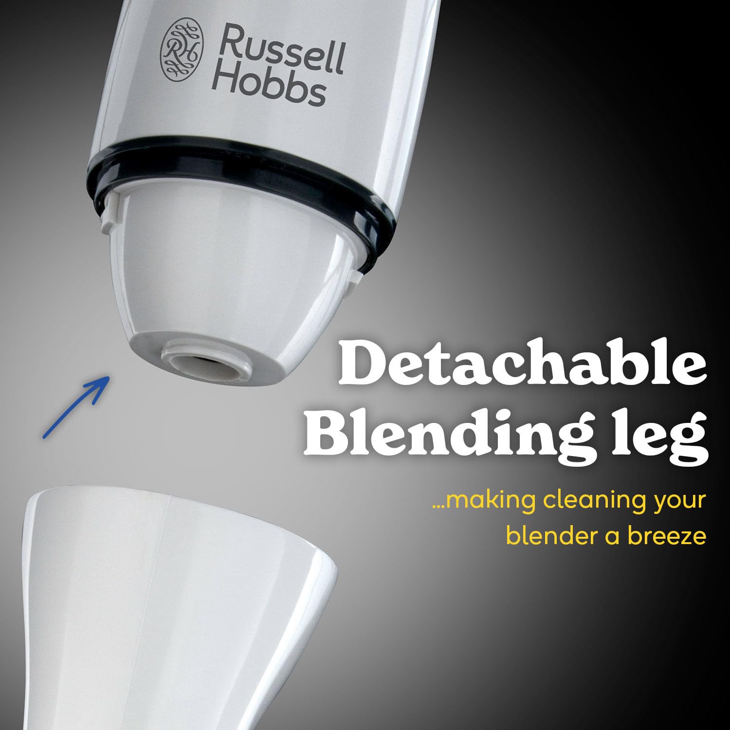Russell Hobbs Food Collection Electric Hand Blender, 2 Speeds and Pulse Technology, Detachable blending leg for easy cleaning, Stainless steel blades, 200W, 22241 — view 3