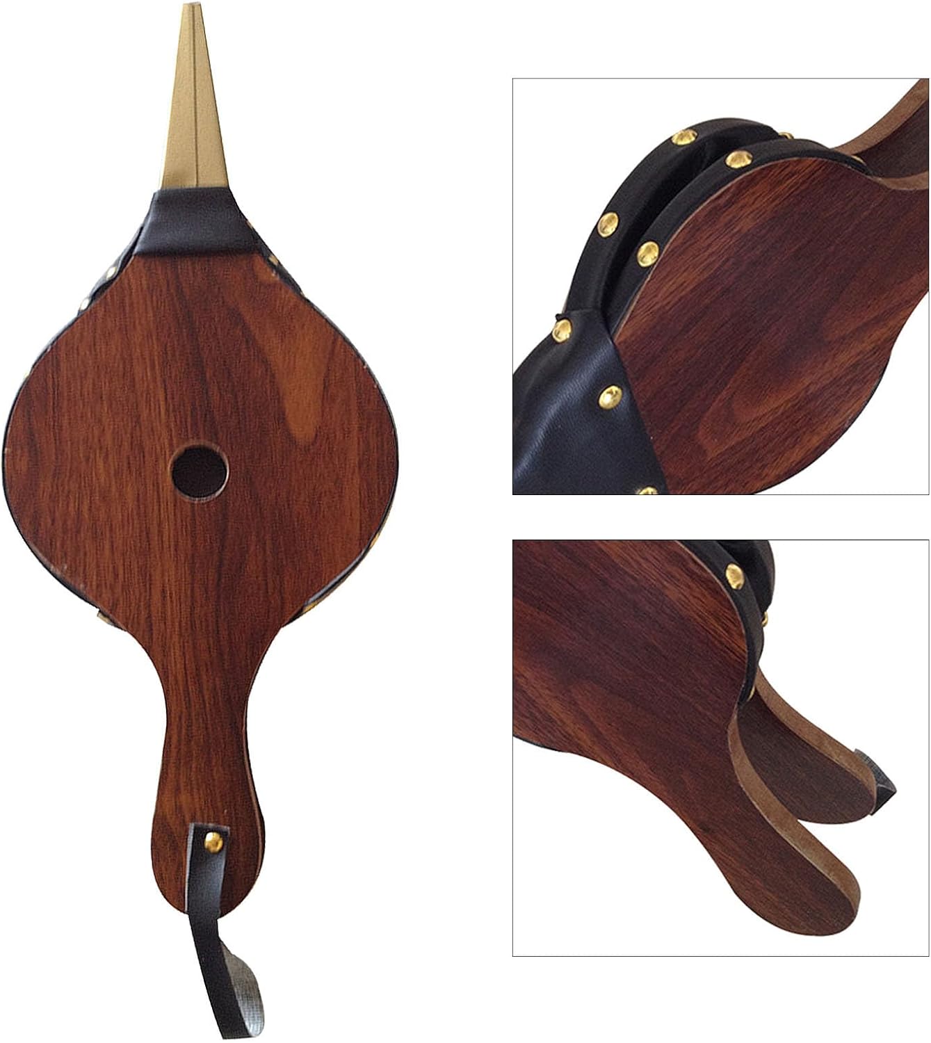 2pcs Wood Fireplace Bellows Handheld Wave Structure Brown 17 X 7.5