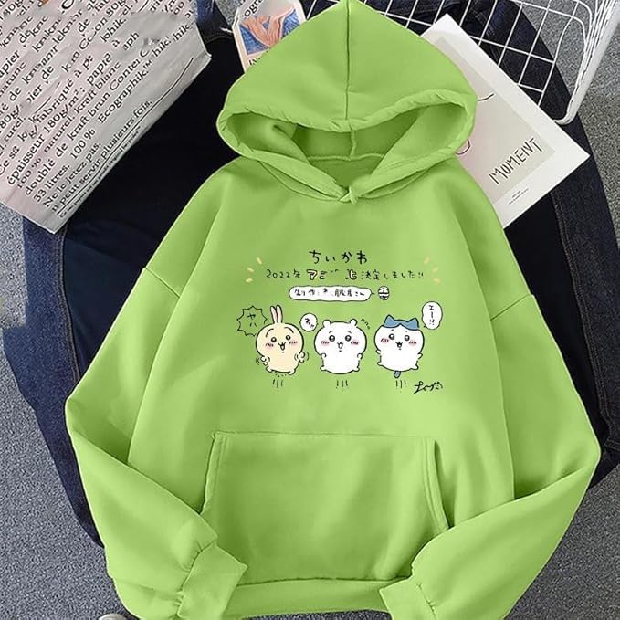 Image of PDK Fashion Anime Couple Print Long Sleeves Winter Hoodie with Front Pocket Men's & Women's Sweater