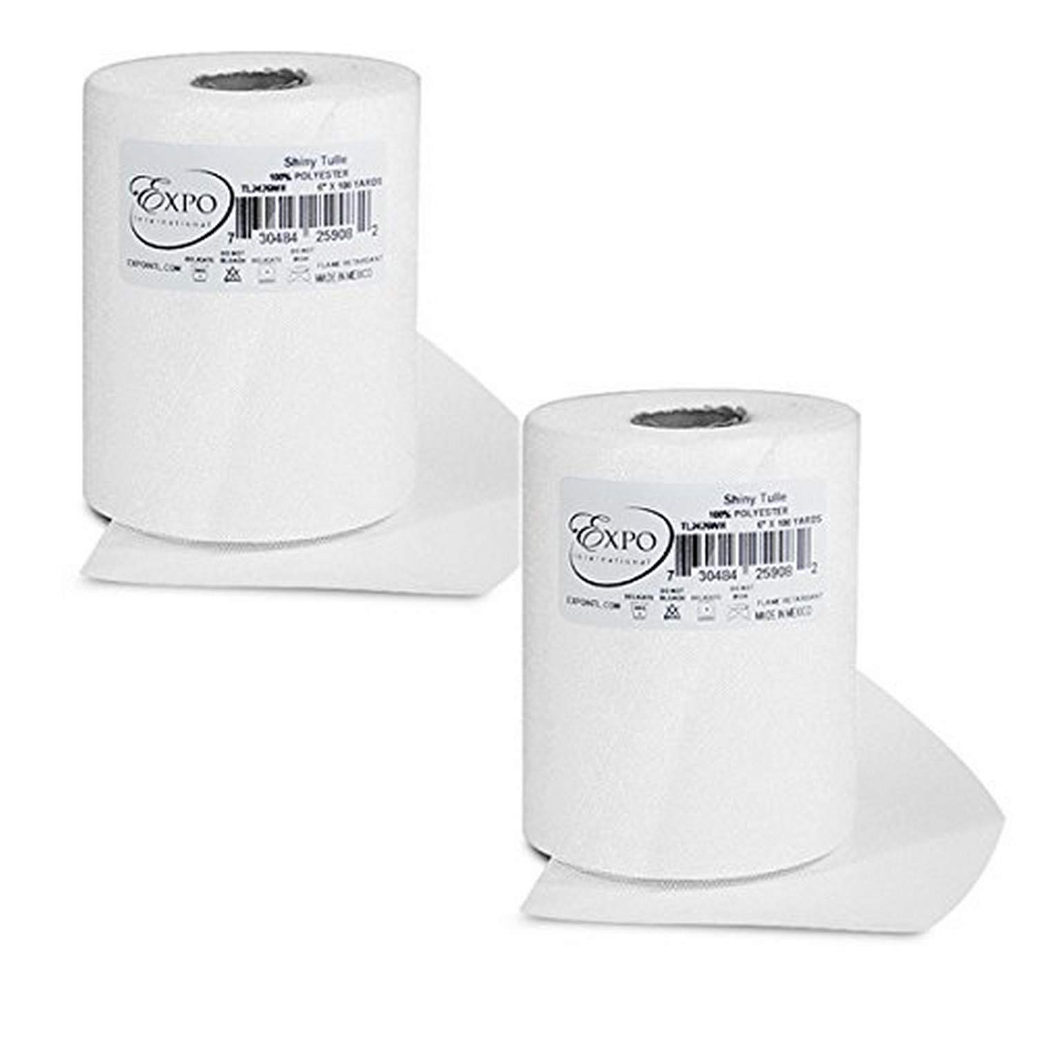 Expo International TL2426WH-2 Shiny 6" Tulle Spool (2 Pack), 100 yd, White, 2 Count
