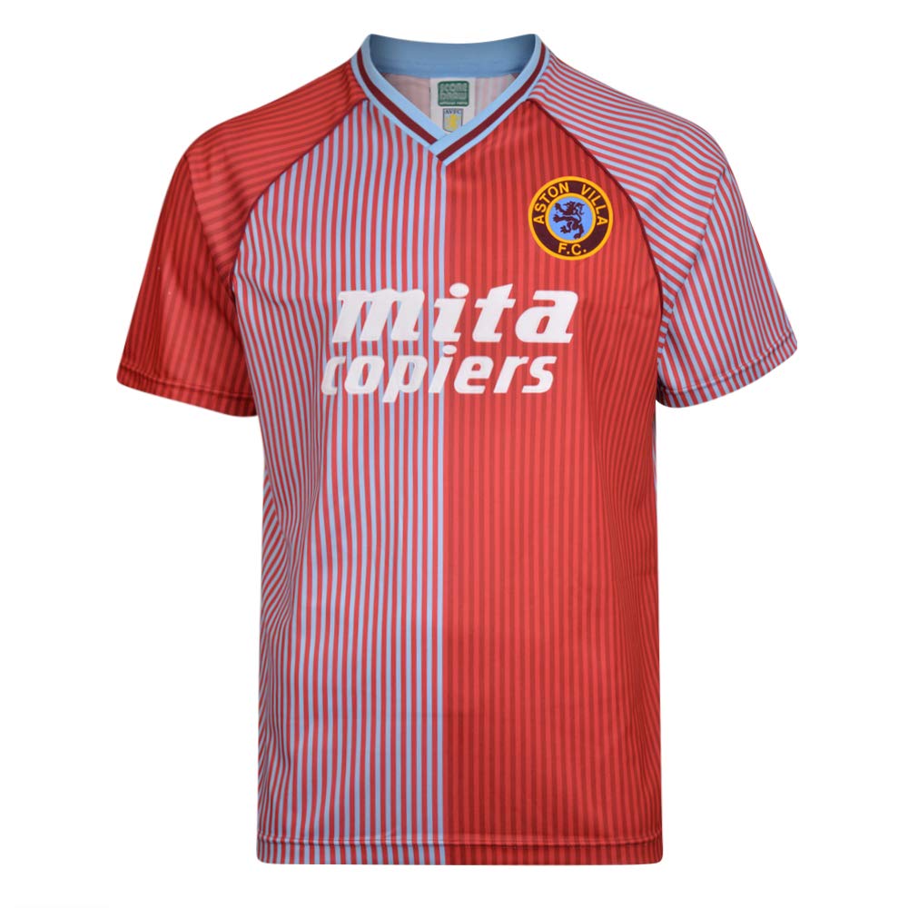 Aston Villa Men's Claret/Sky 1988 Retro Football Shirt Medium Polyester