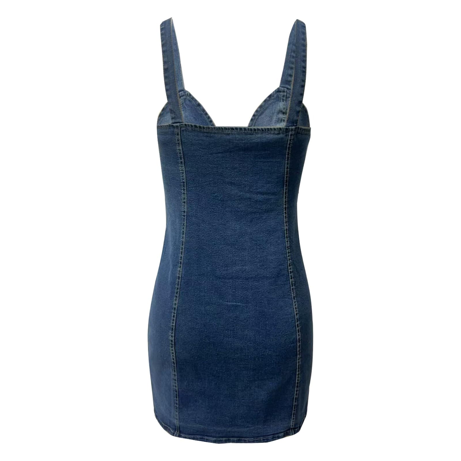 Générique Robe en Jean pour Femme avec col en V Profond et Boutonnage Avant vêtement décontracté et élégant pour Une Confortable et stylée
