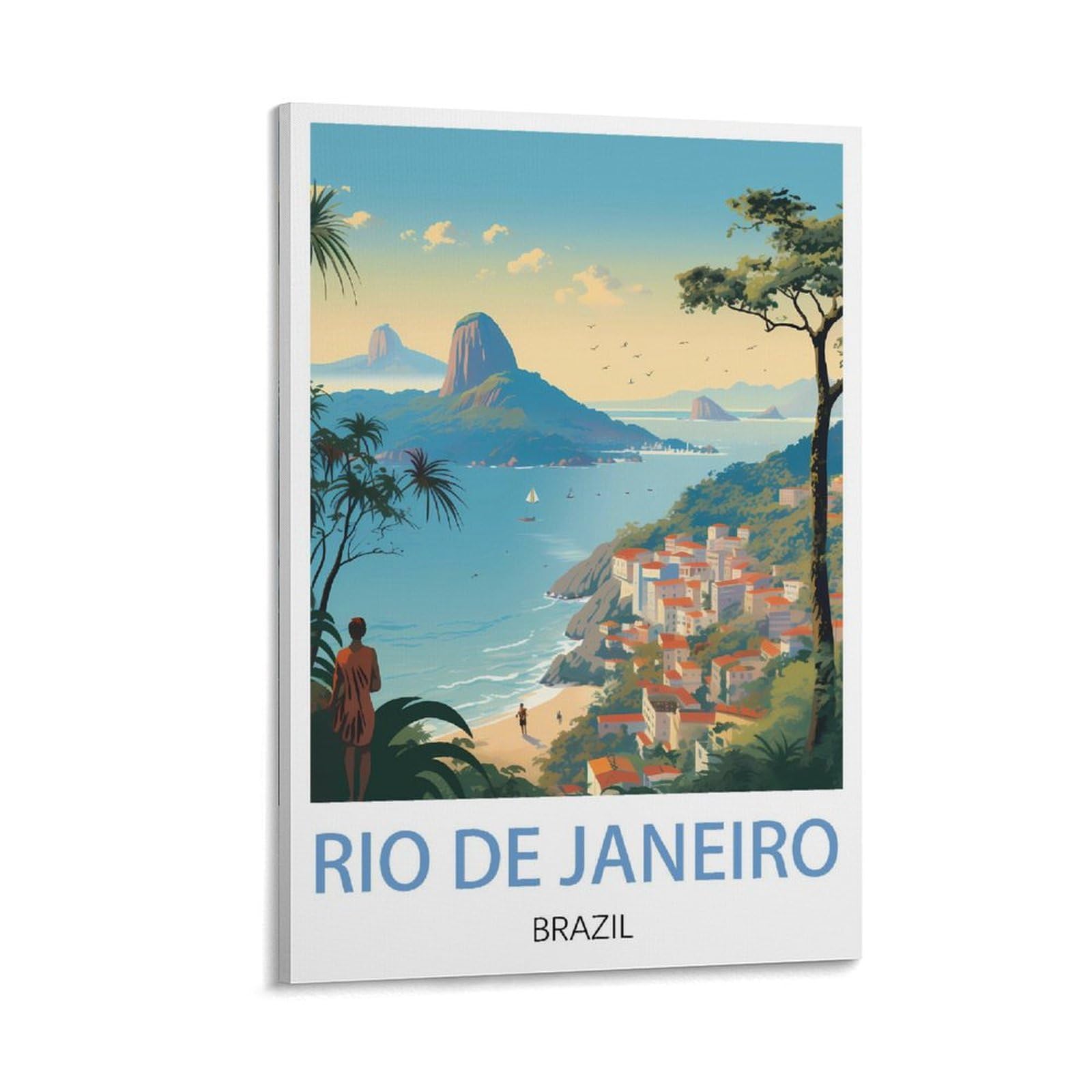 Hxhnferr Frame-Style Rio De Janeiro Brazil Vintage Travel Poster 20X30inch(50X75cm) Canvas Wall Posters And Art Pictures Prints Paintings Bedroom Decor