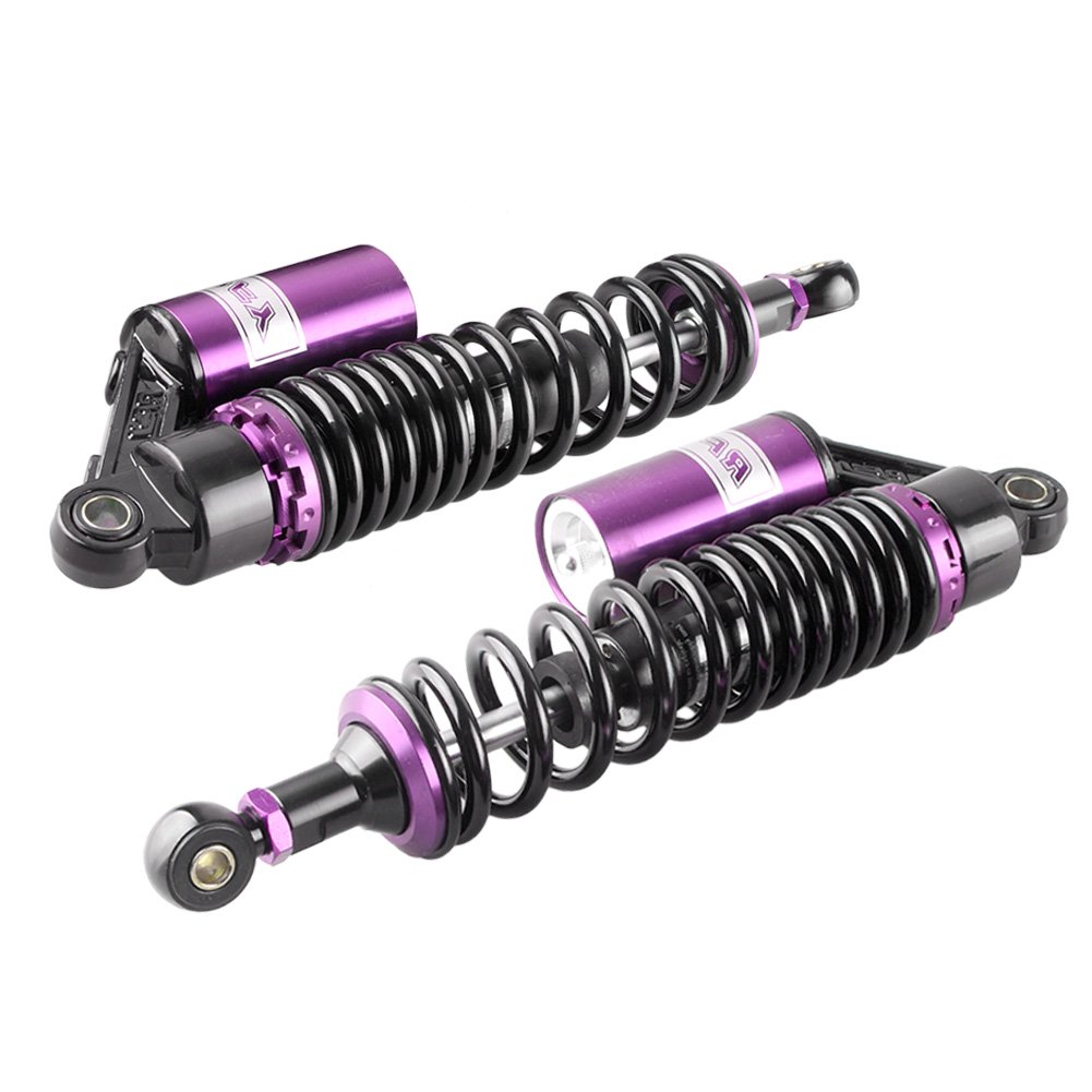 Universal Stoßdämpfer Federung 7mm Feder Aufhängung für GS850 GS300 XJ1100 CB750 VT250 CB500 XL250 Dirt Bikes Straßenrad ATV Motorrad 340MM Lila