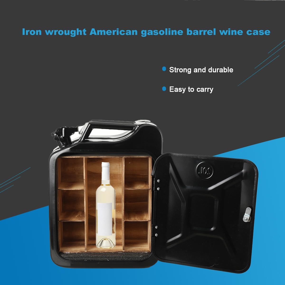 20L Kanister Mini Bar, Schwarzer Whiskey Bar Schrank Jerry Can Mobile Bar, Geburtstagsgeschenk für Männer personalisierte Geschenke für Männer, Abschließbarer Minibar, 34x16x46 cm