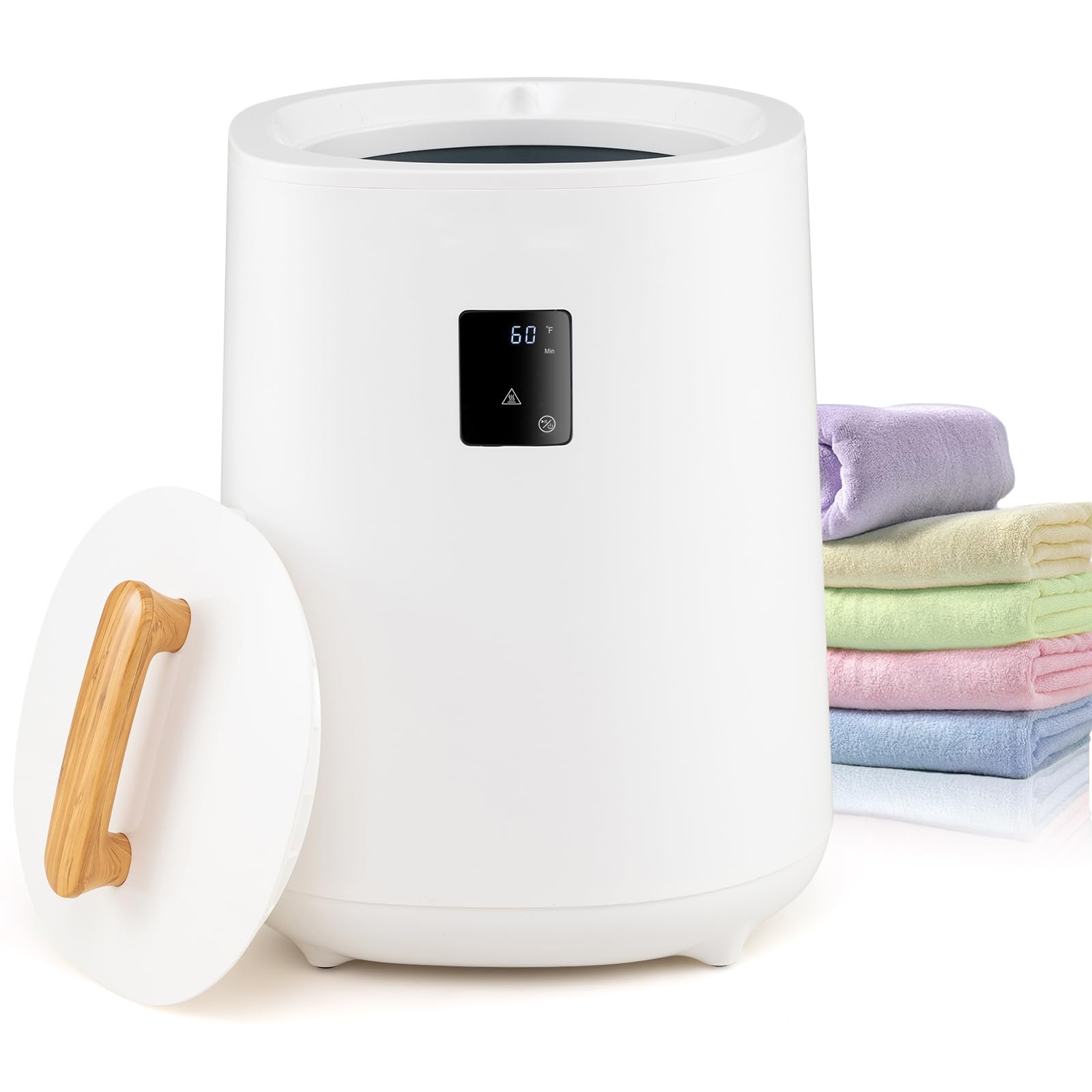 RELAX4LIFE 18 L Scaldasalviette Elettrico Bagno con Display LED, Riscaldamento Rapido, Spegnimento Automatico, Secchio Portatile, Scalda Asciugamani, Coperte, Vestiti, Calze per Spa, Casa (Bianco)