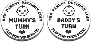 New Baby Gift for Dad Daddy Mom New Parent Decision Coins for Men Women Funny Pregnancy Gift for First Time Daddy Mummy Father to Be New Baby Gift for Father's Mother's Day Birthday Double-Sided