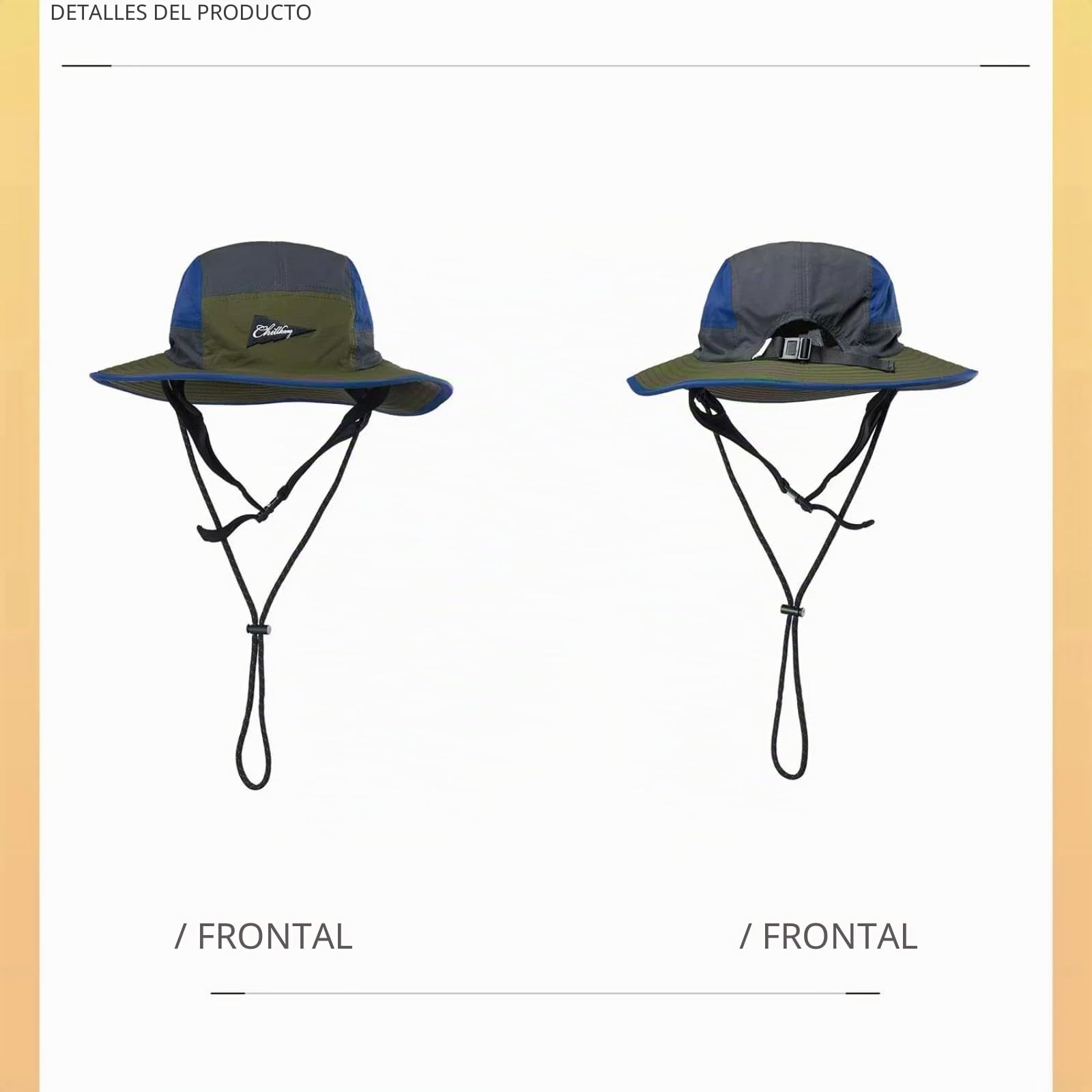 Sombrero de sol estilo pescador bloqueado de color para acampar al aire libre, surf y vacaciones, ala ancha, protección UV, antideslizante
