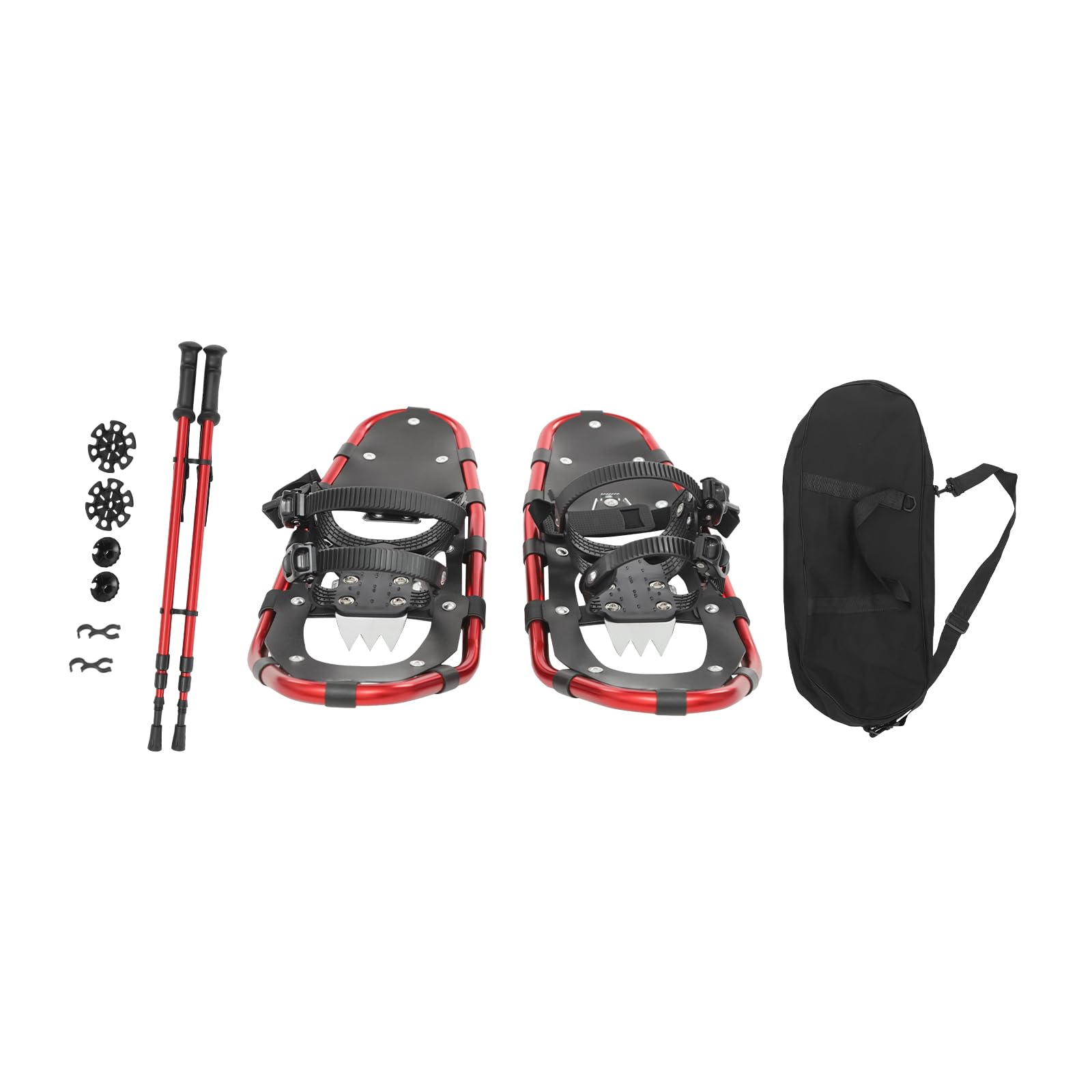 AGULIUM 25 Inch Snowshoes with Adjuatable Trekking Poles and Carrying Bag, Snowshoes with Serrated Claw, 3-Section Telescopic Hiking Poles, Lightweight Aluminum, Snowshoes for Adults Men Women