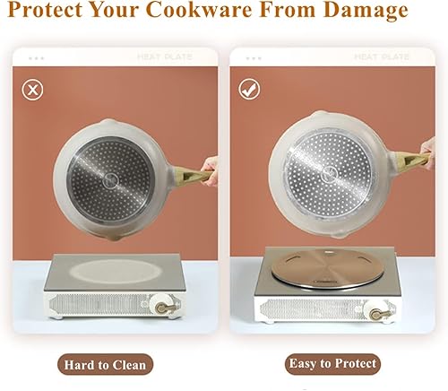 Miniatura 5 de Beswarmy - Placa de conducción de calor para estufa de gas, difusor de calor, placa adaptadora de inducción de cocción con mango extraíble,