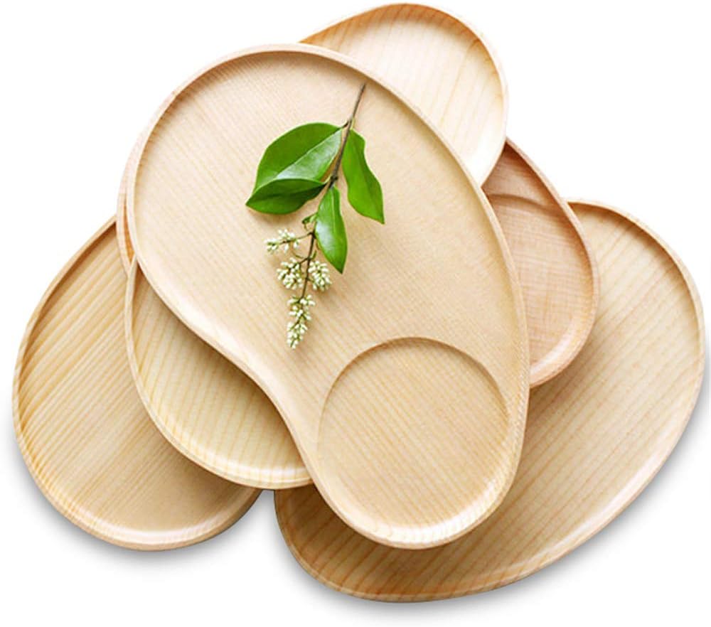 Wooden Dessert Plate Decorative Wood Appetizer Plate Snack Plate Plates Dish Cocktail Square Plate Diet Portion Control Plate for Adults Section Plate Platter Gift Divided Plates