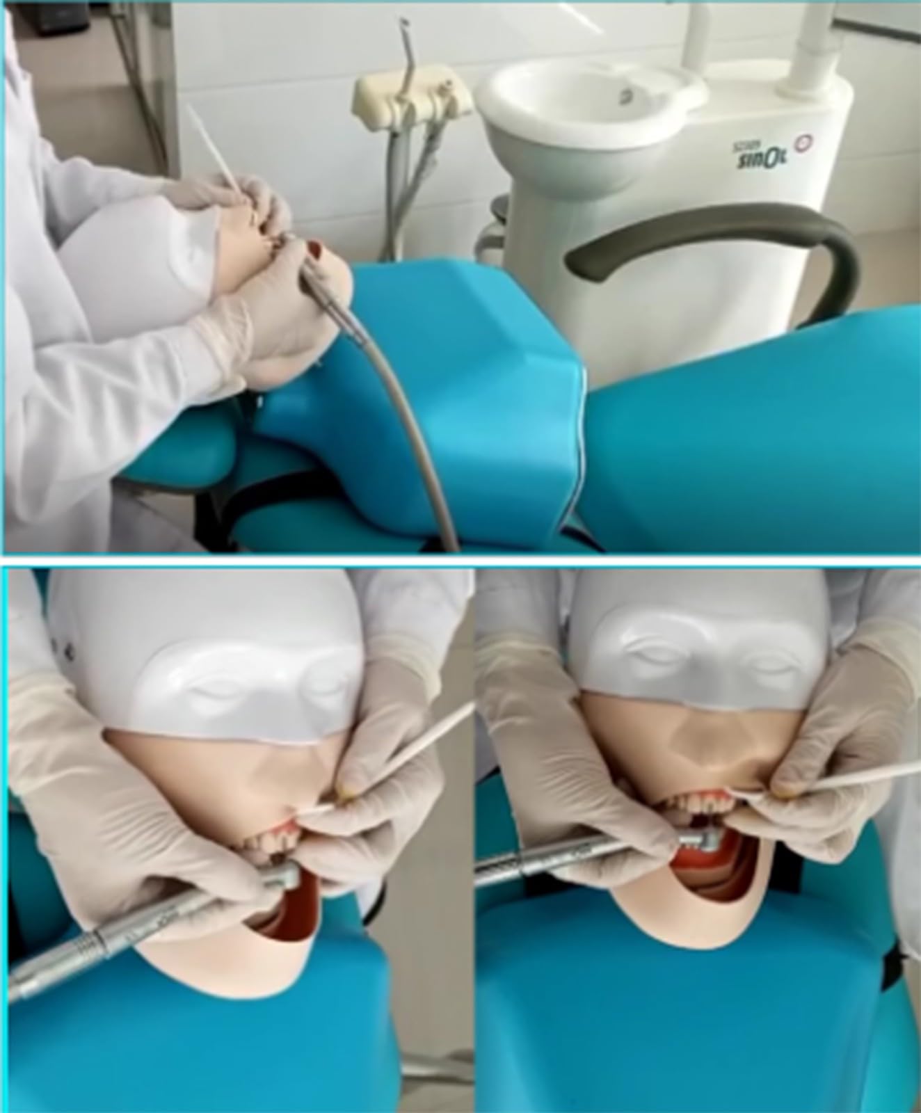 Simulatore dentale con testa di manichino a grandezza naturale con modello di denti per formazione di dentisti e assistenti dentali A