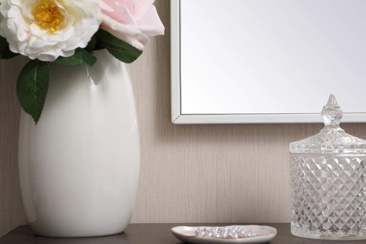 Elegant Decor Carell Furniture 48" x 36" Mid Century Metal Frame Mirror in White