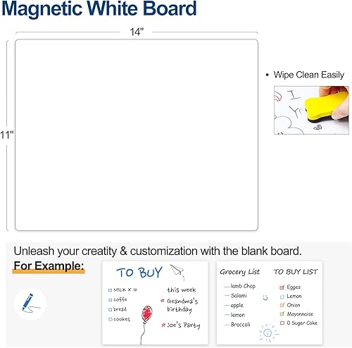 Miniatura 3 de Calendario magnético de borrado en seco, planificador mensual y pizarra blanca en blanco para refrigerador, paquete de 2 pizarras blancas magnéticas