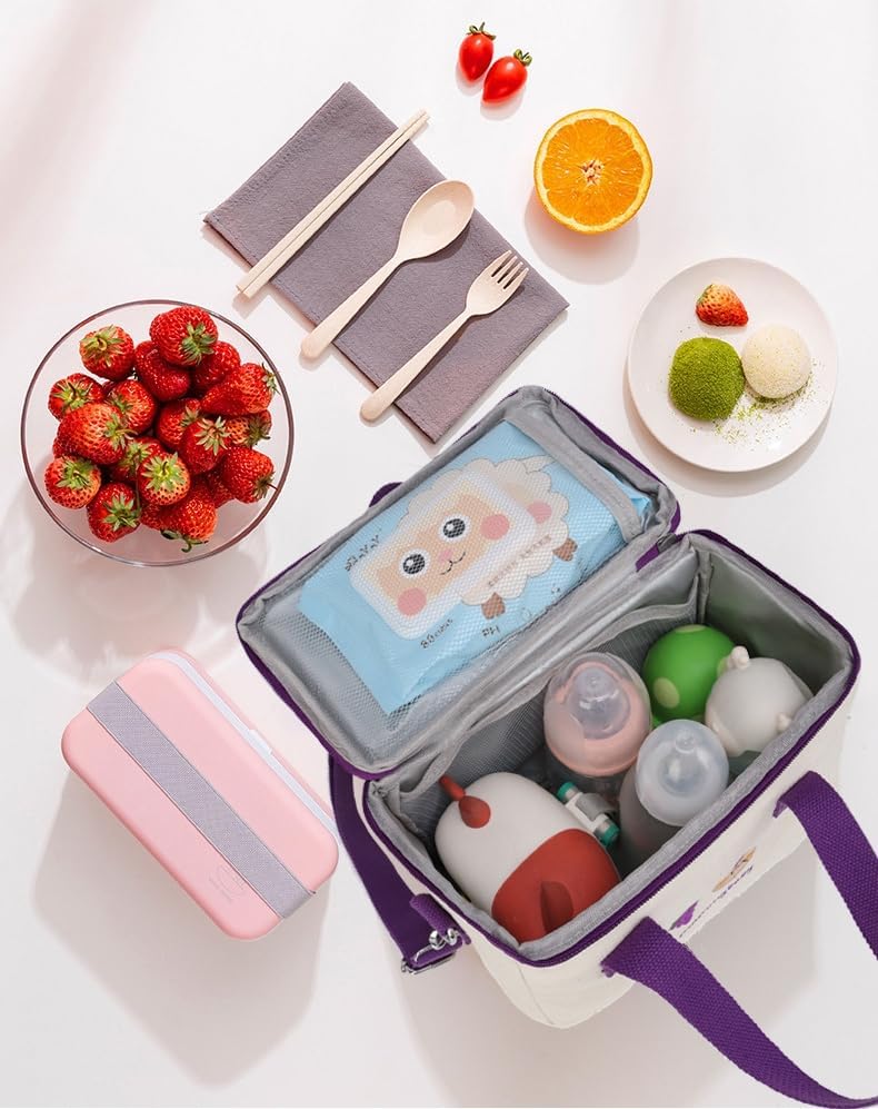 Miniatura 3 de Lonchera Kawaii para niñas, lonchera con aislamiento, lindas bolsas de almuerzo para mujeres, lonchera aislada para niños