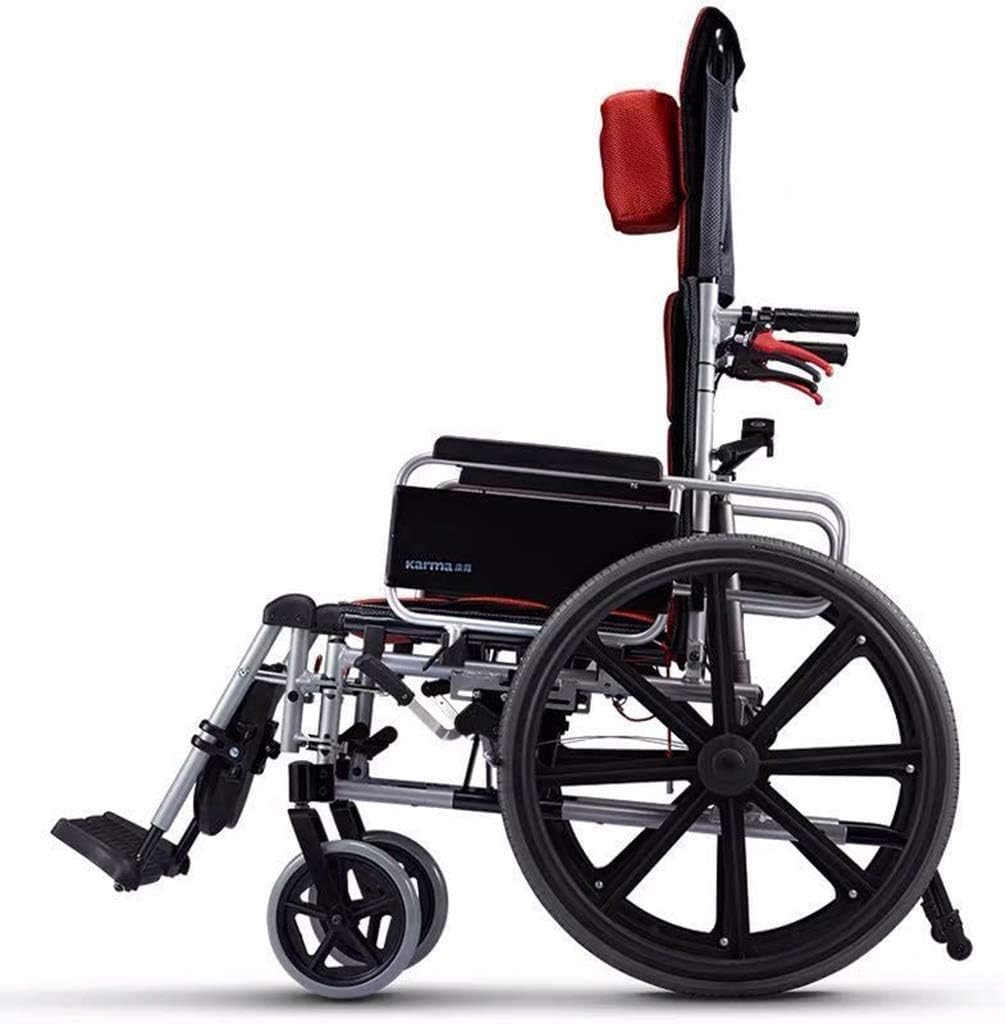 車椅子折りたたみ式、高背もたれプッシュスクーター横になっている