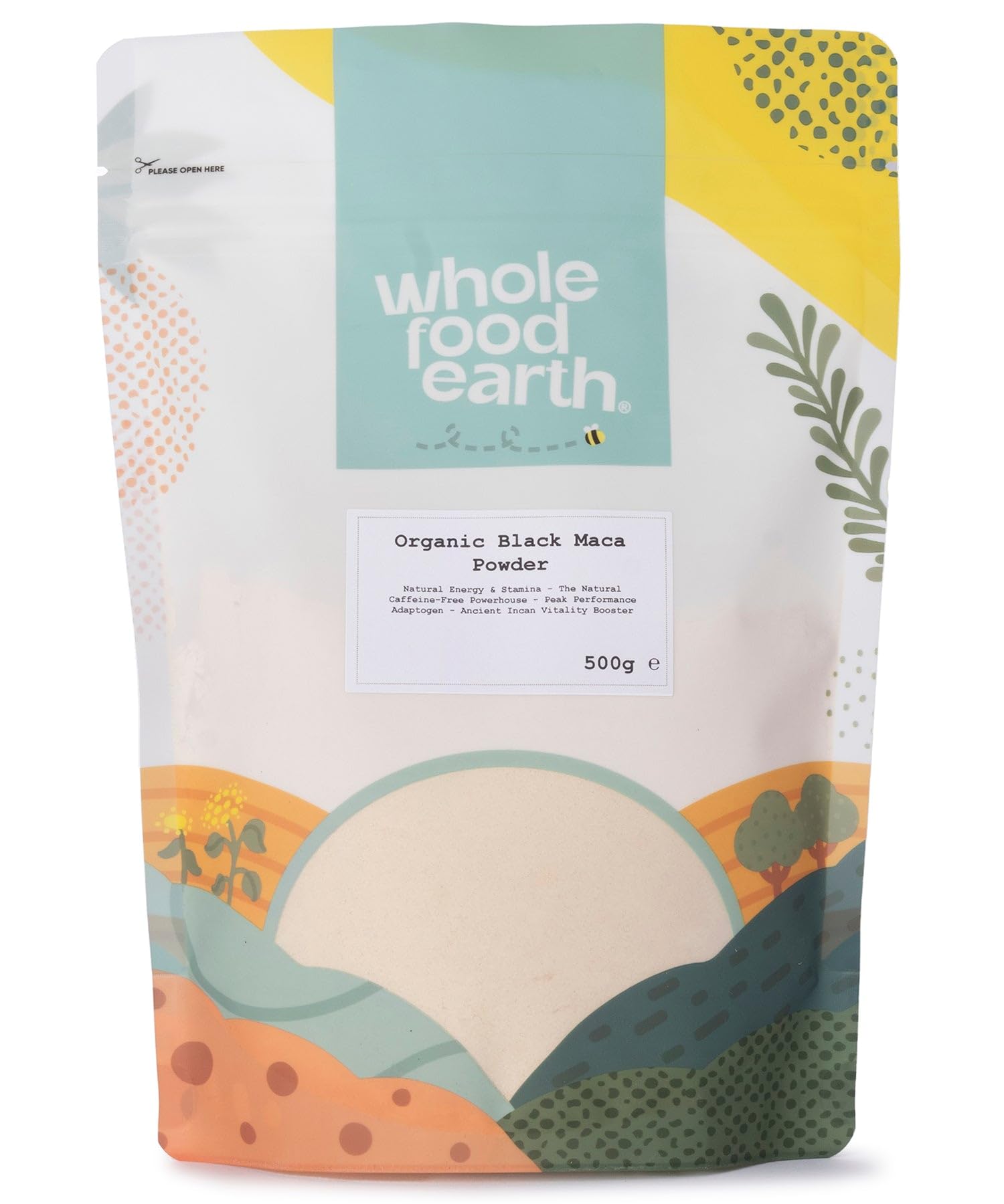 Wholefood Earth Organic Black Maca Powder 500g | Organic | Vegan | Peruvian