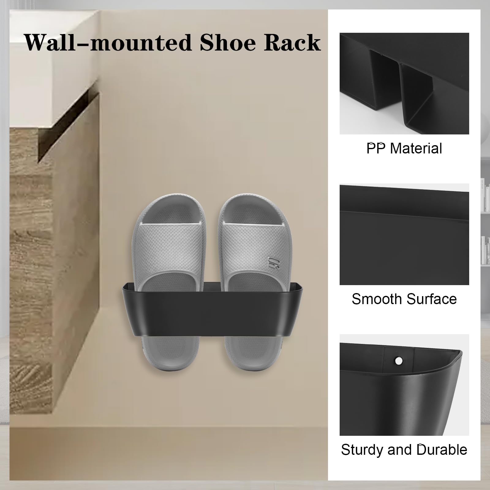 4-tlg. Selbstklebendes Wand-Schuhregal Für Wohnmobile – Platzsparend, 45° Neigung | Aus Vliesstoff, Für 1 Paar Schuhe Pro Tasche