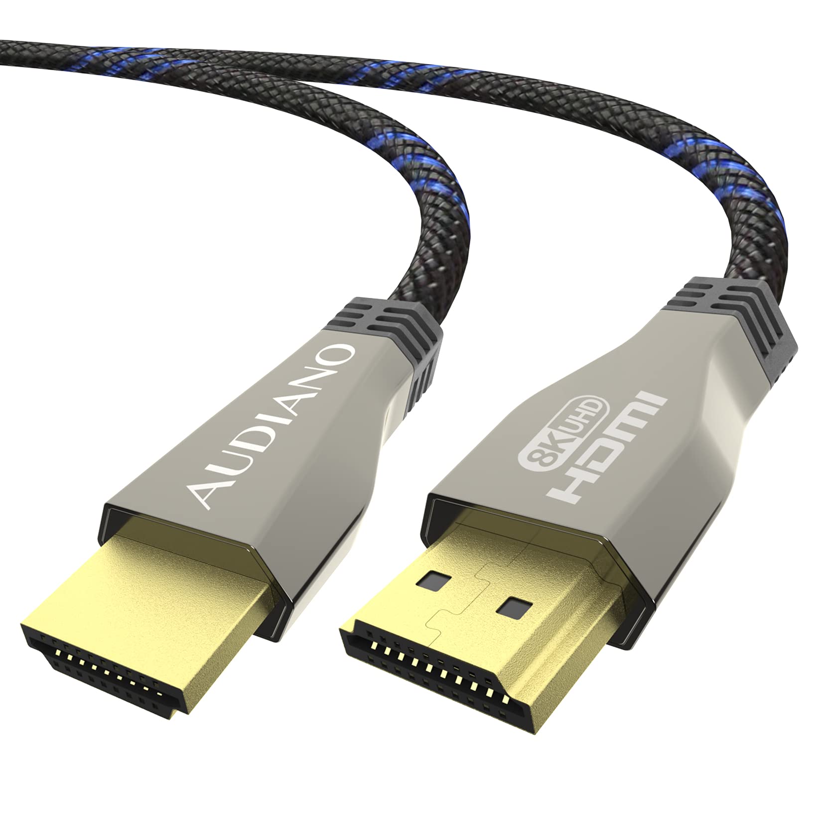AUDIANO 8K HDMI 2.1 Cable, 48 Gbps Ultra High Speed 3D Nylon Braided Cord, Supports 8K 60Hz 4K 120Hz 144Hz, eARC Dolby Vision HDR 10, HDCP 2.2 2.3, Compatible with Roku/PS4/PS5/Blu-ray(6.6ft/2M)