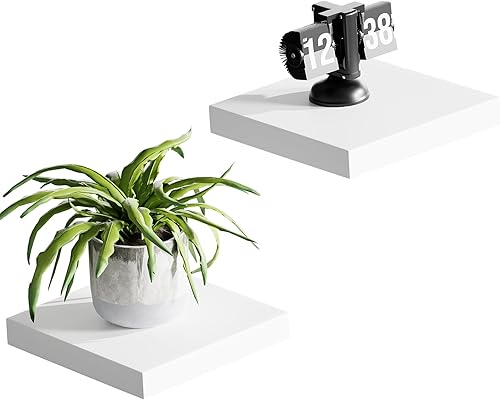 Miniatura 1 de Estantes flotantes blancos, estantes flotantes blancos para pared, estantes de pared con soporte invisible, estantes de baño, decoración de