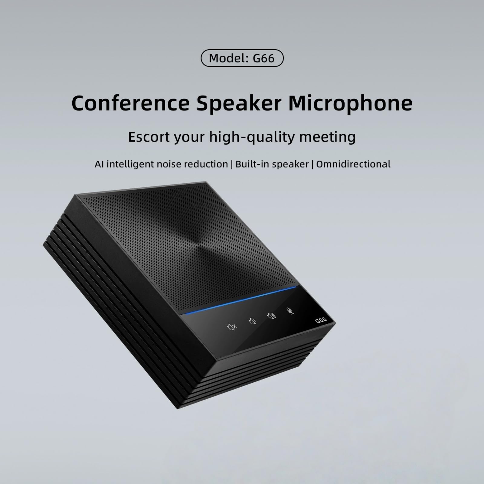 EMEBAY Altoparlante per PC e microfono da conferenza USB, con 2 microfoni omnidirezionali a 360°, riduzione del rumore tramite AI, tasto muto per sala riunioni o stazione di telelavoro
