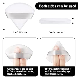 Maitys 12 Pcs Powder Puff Triangle for Face Makeup Cosmetic Loose Powder Puff Velour Soft Body Washable Reusable Foundation Sponge Wet Dry Makeup Tool for Women(Small,White)