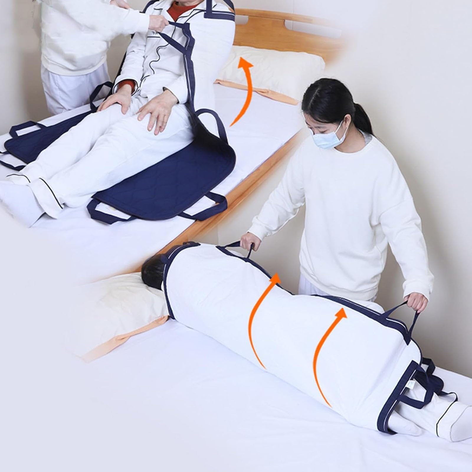 Almohadilla de cama de posicionamiento con asas, Sábana de transferencia reutilizable y lavable para girar, levantar y reposicionar,Tabla de transferencia de pacientes